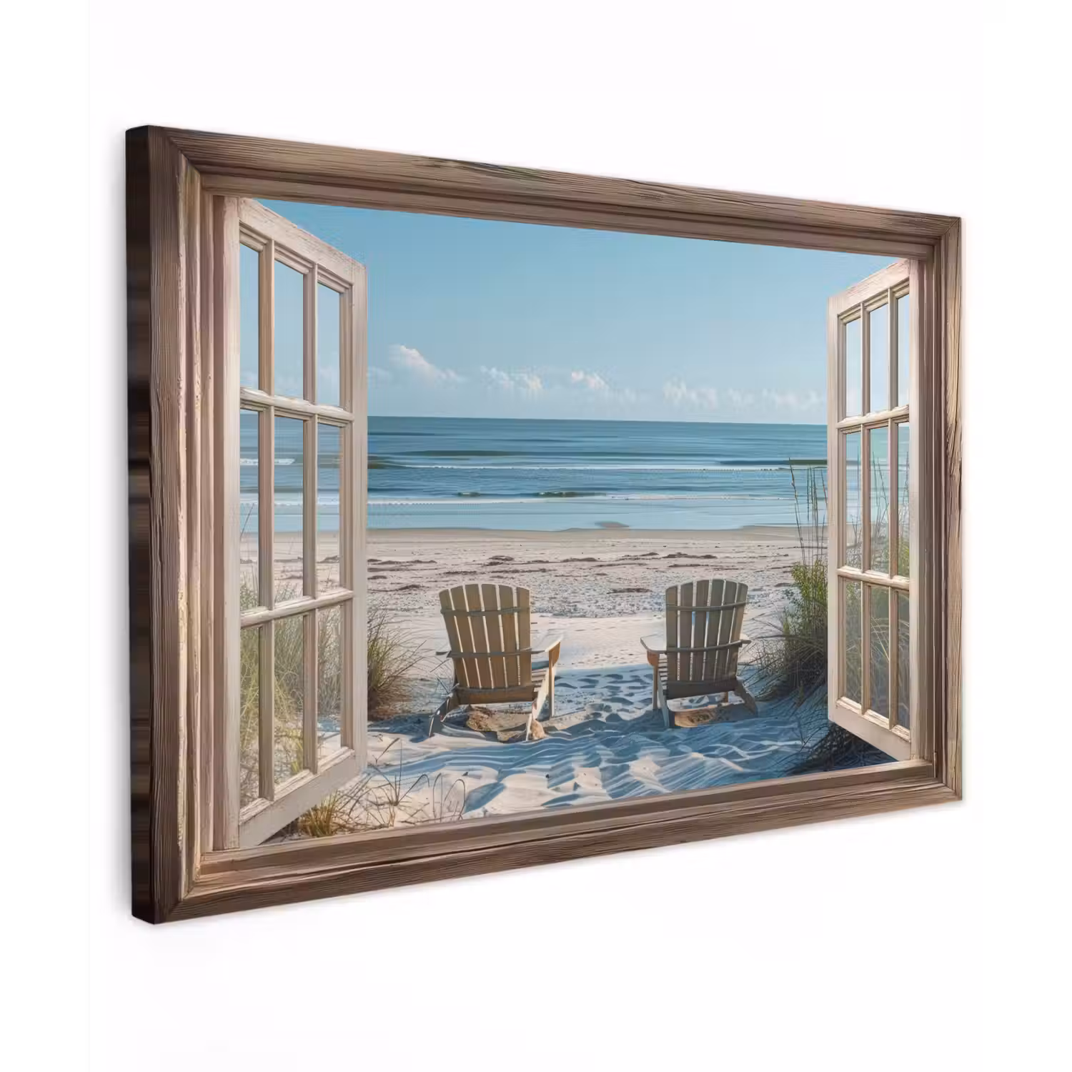 Doorkijk - Strandstoelen - Duinen - Zee - Natuur canvas 2cm klein -z3d