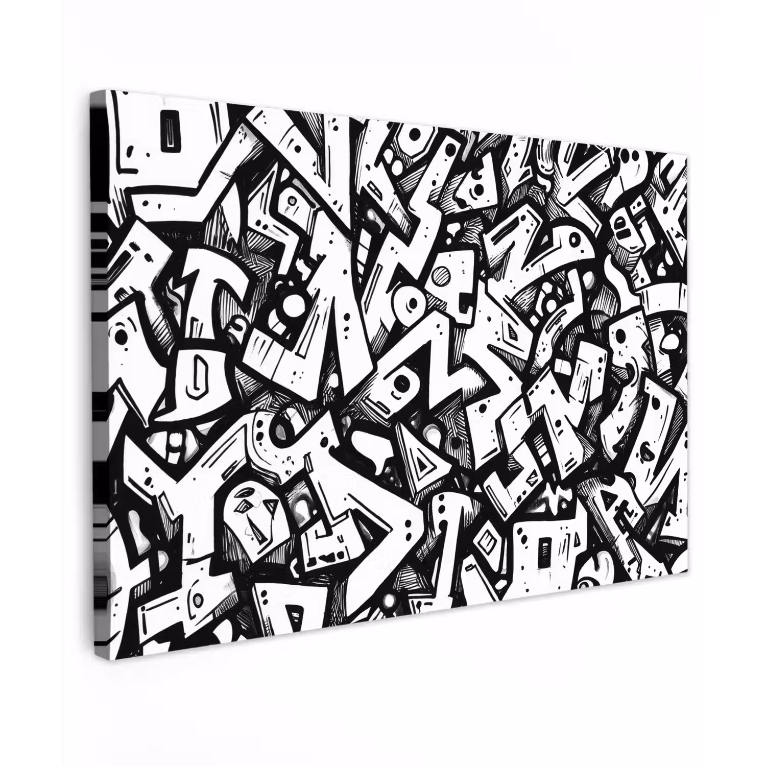 Vormen - Letters - Graffiti - Zwart canvas 2cm klein -z3d