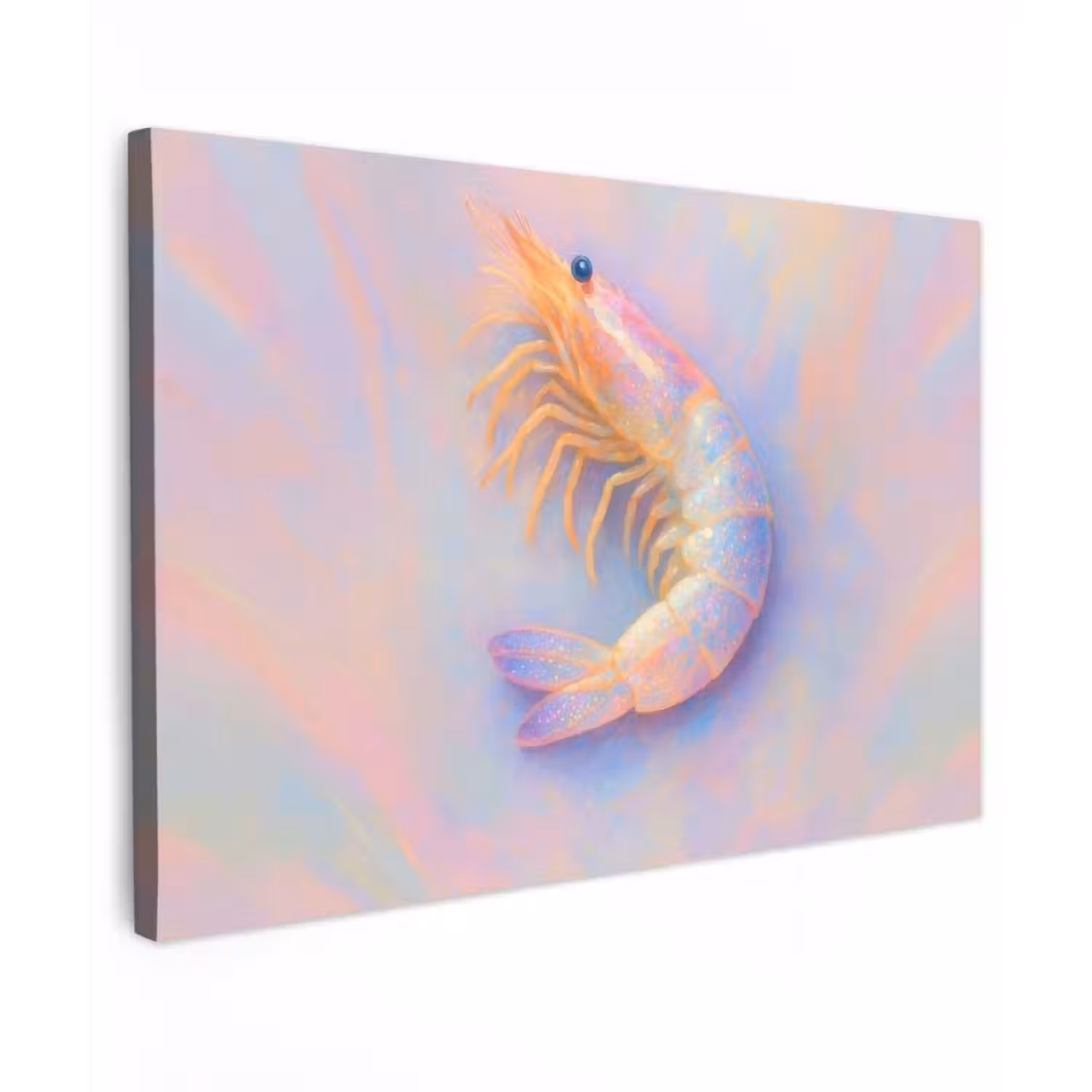 Garnaal - Subtiele structuur - Blauw - Roze canvas 2cm klein -z3d