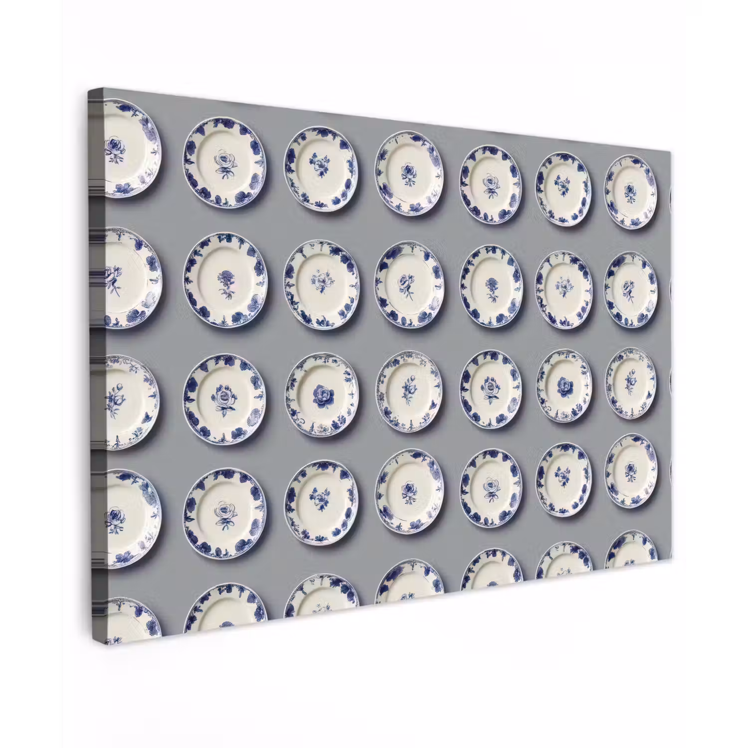 Borden - Bloemen - Blauw - Wit canvas 2cm klein 34 -z3d