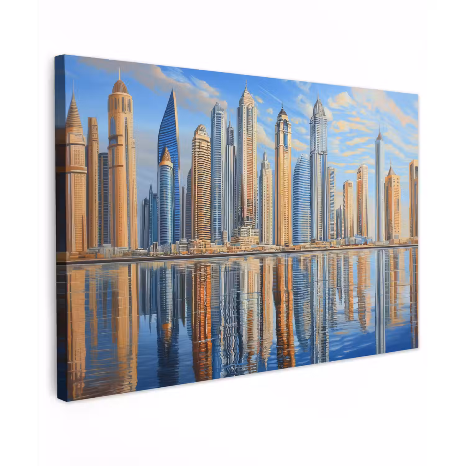 Skyline - Wolkenkrabbers - Water - Blauw canvas 2cm klein -z3d