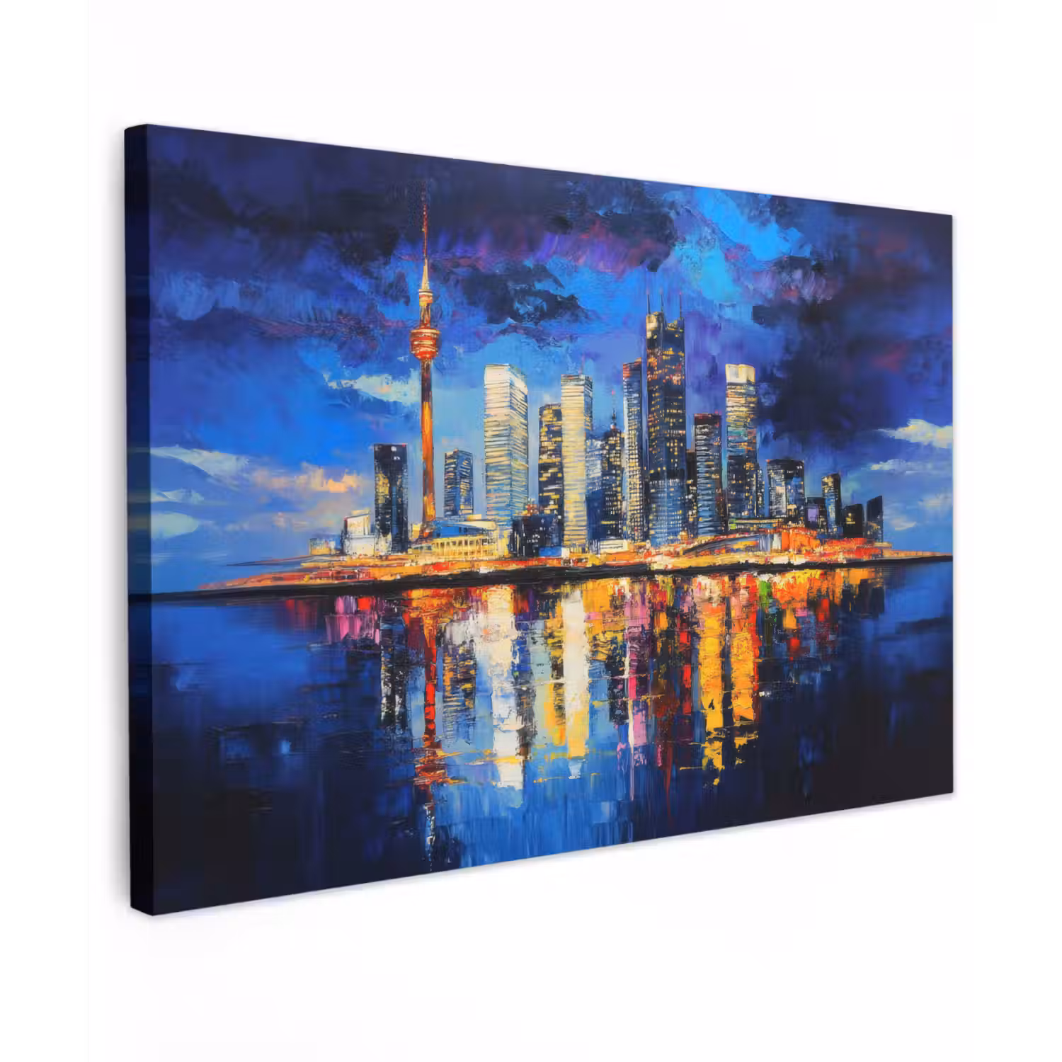 Skyline Toronto - Modern - Stadslicht - Blauw canvas 2cm klein -z3d