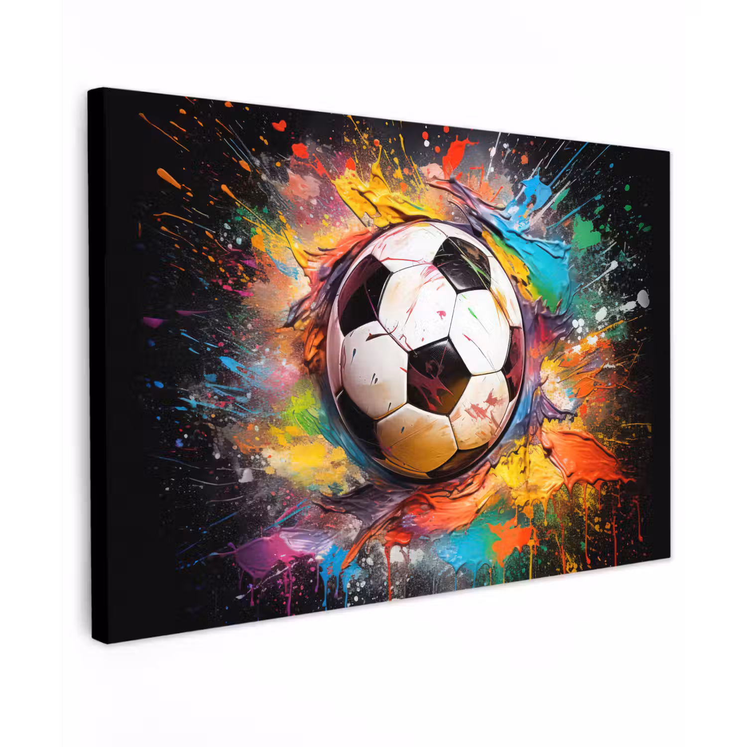 Voetbal - Verf - Kleuren - Zwart - Wit canvas 2cm klein -z3d