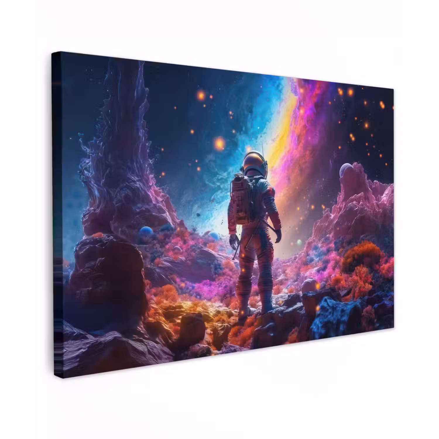 Ruimte - Astronaut - Neon - Sterren canvas 2cm klein -z3d