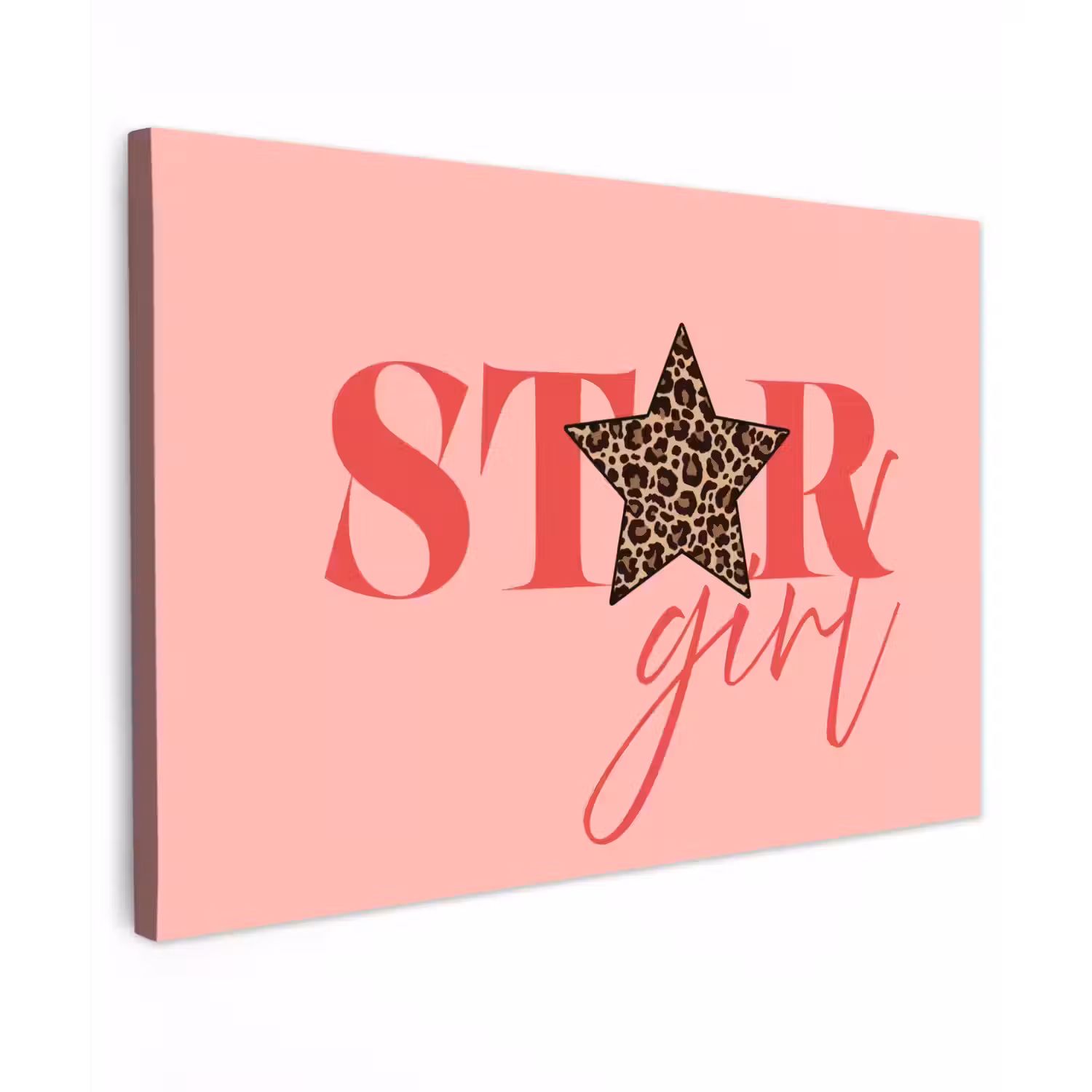 Star girl - Roze - Panter - Ster canvas 2cm klein -z3d