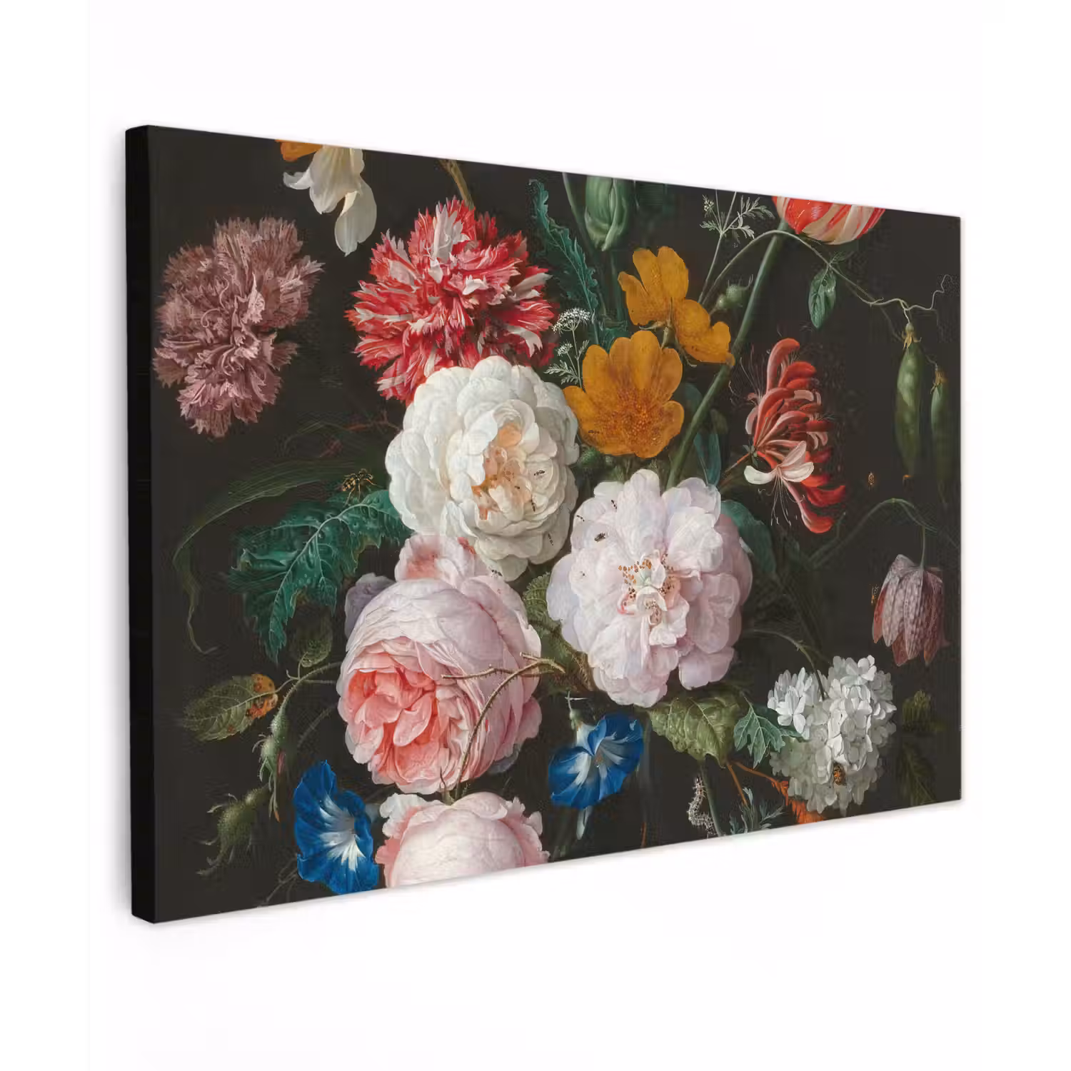 Stilleven met bloemen in een glazen vaas - Schilderij van Jan Davidsz. de Heem canvas 2cm klein -z3d