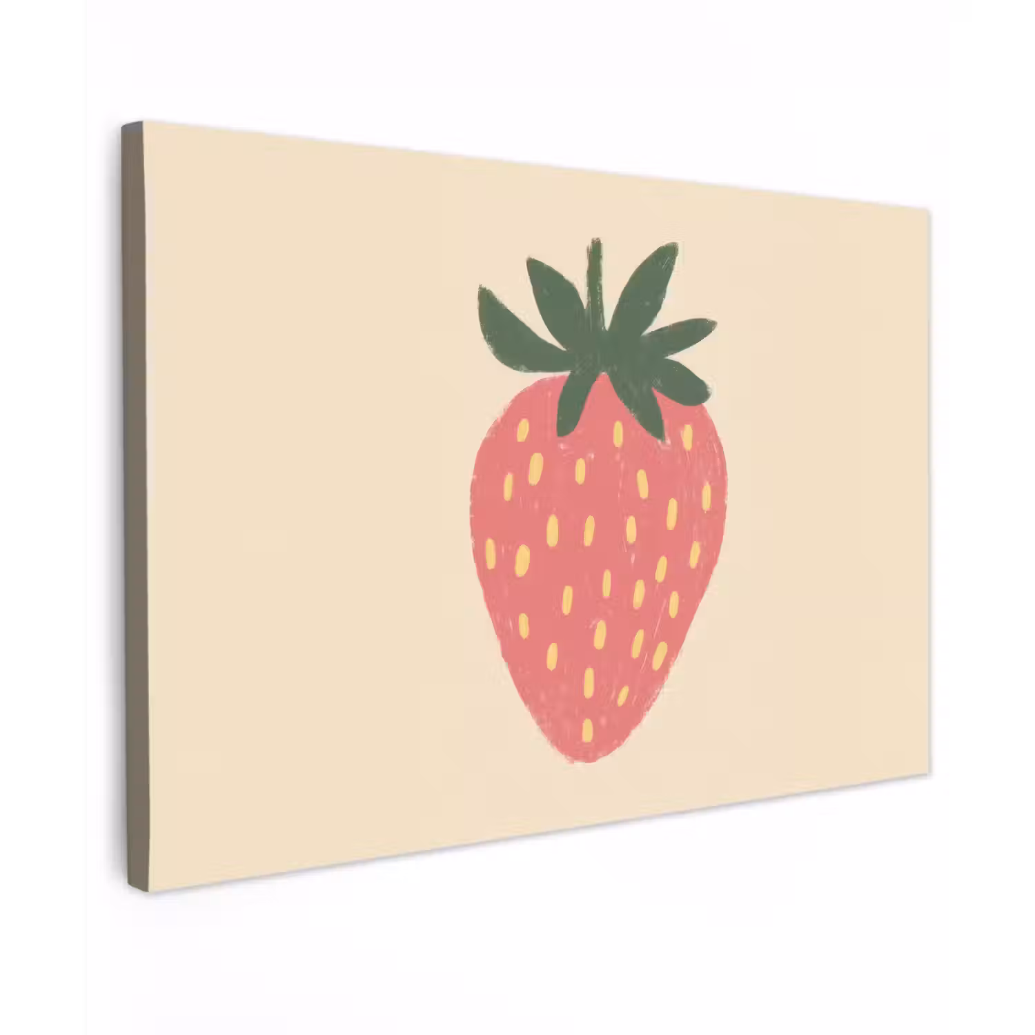 Aardbei - Minimalistisch - Rood - Fruit canvas 2cm klein -z3d
