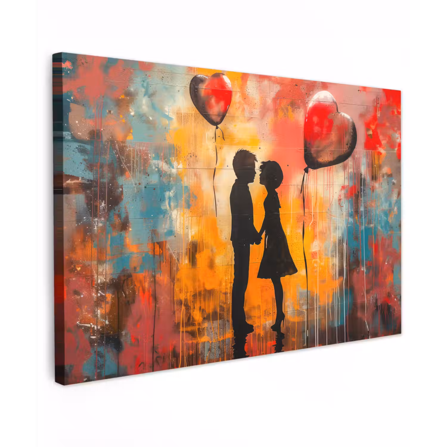 Street art - Liefde - Graffiti - Kunst - Banksy canvas 2cm klein -z3d
