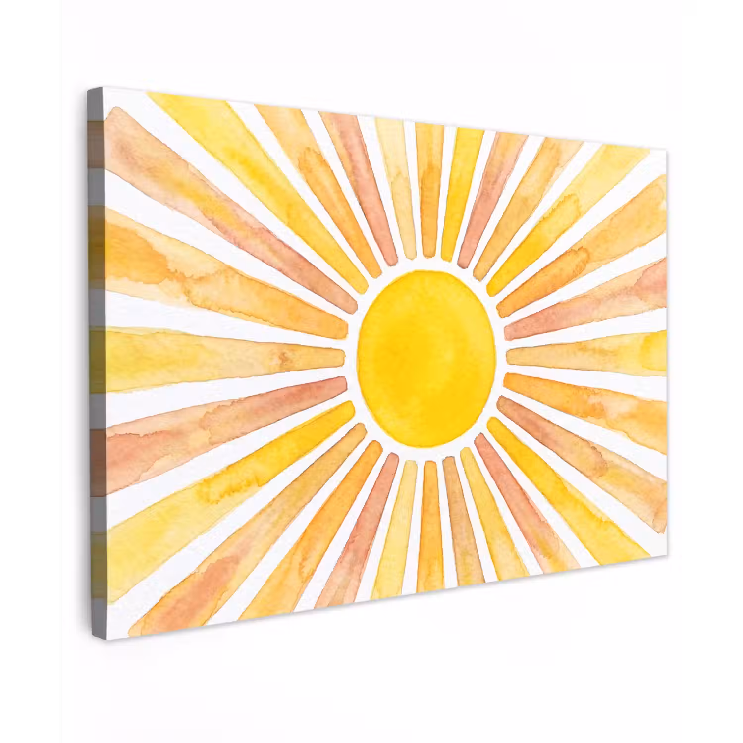 Zon - Stralen - Aquarel - Geel - Abstract canvas 2cm klein -z3d