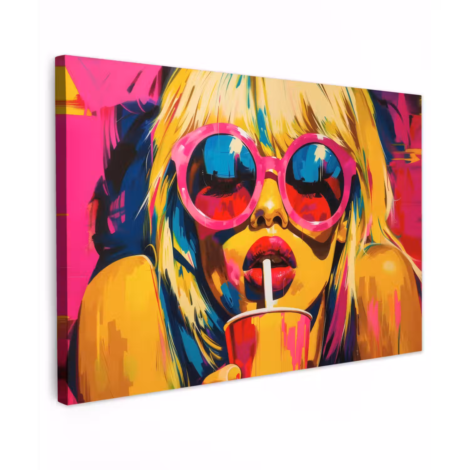 Zonnebril - Roze - Vrouw - Rietje canvas 2cm klein -z3d
