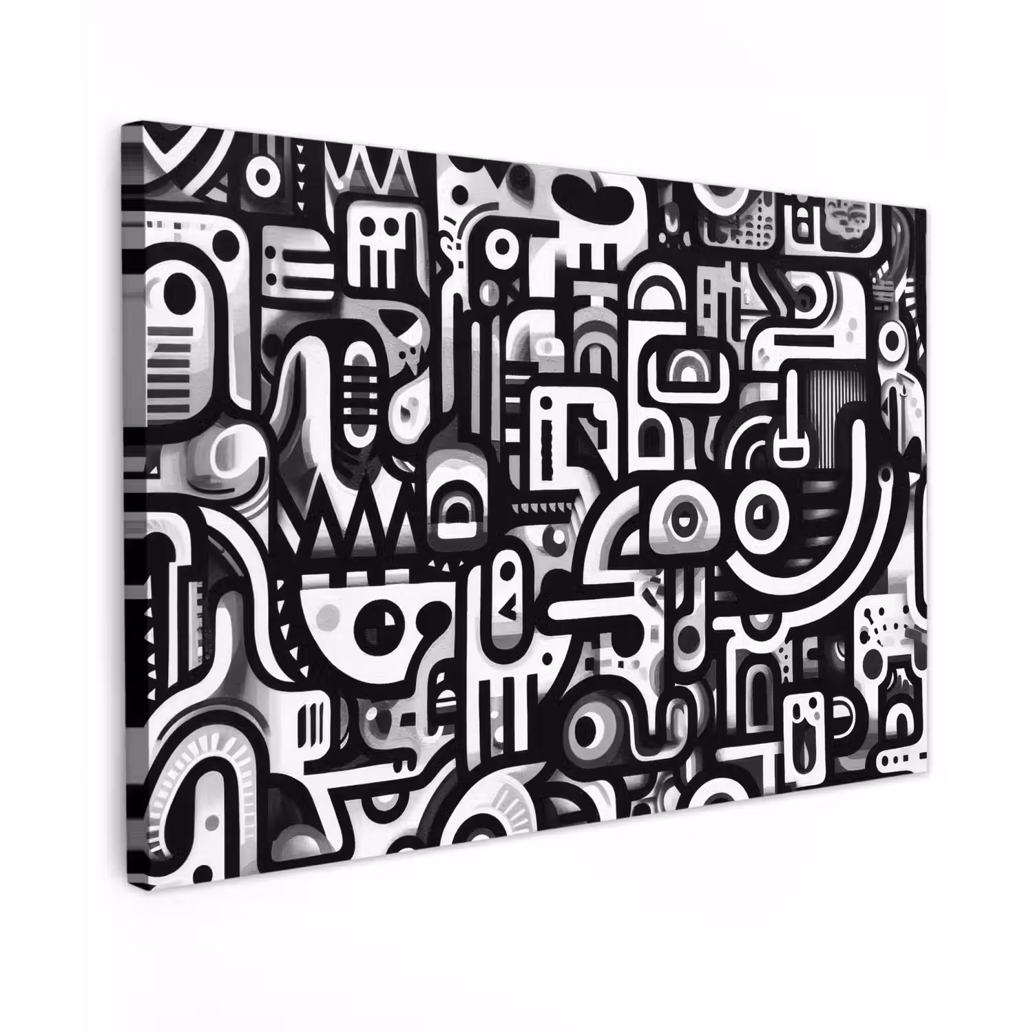 Symbolen - Abstract - Grafisch - Zwart canvas 2cm klein -z3d