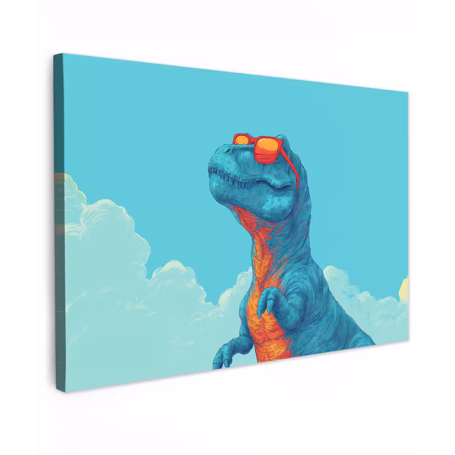T-Rex - Blauw - Wolken - Zonnebril canvas 2cm klein -z3d