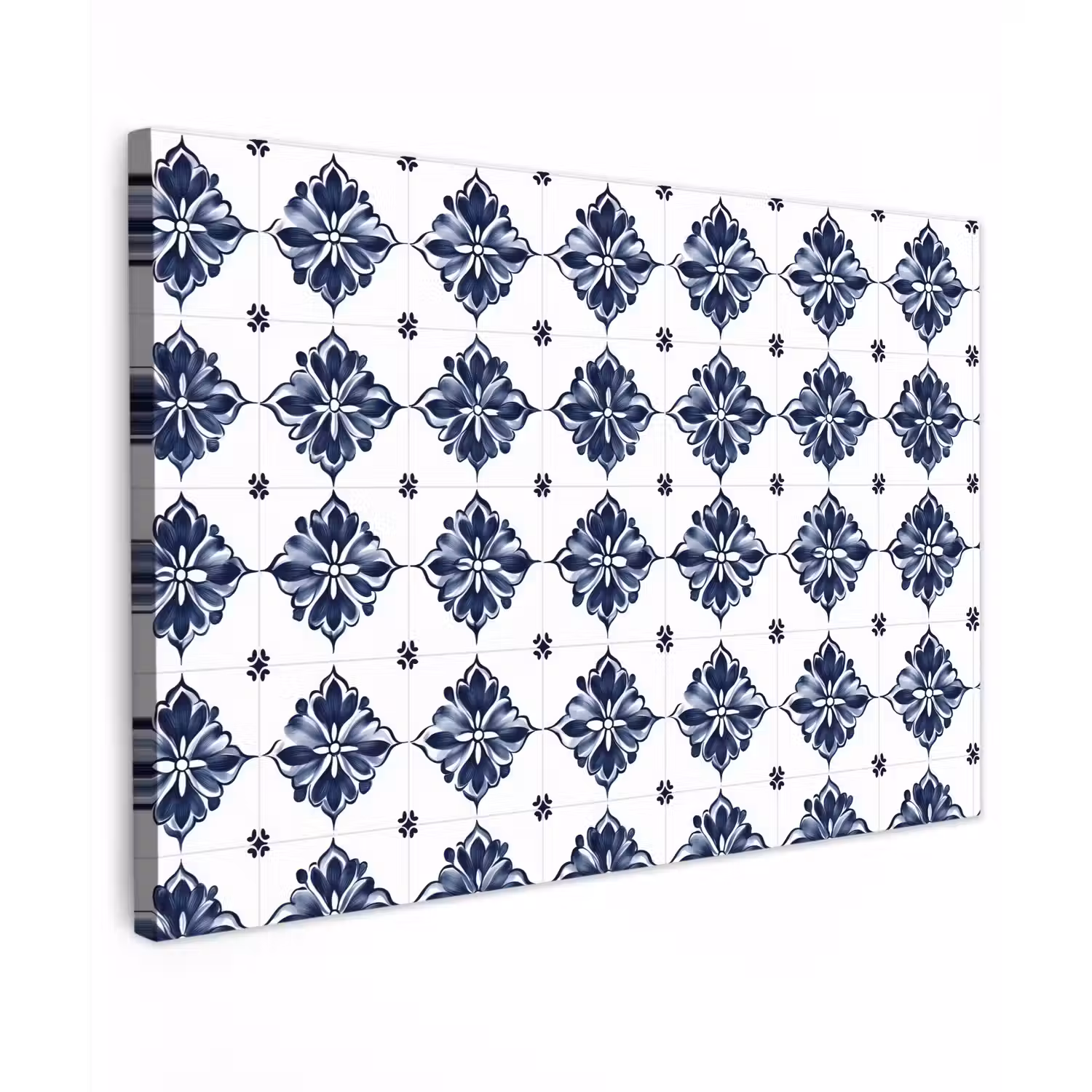 Tegelmotief - Blauw - Wit - Bloem canvas 2cm klein 34 -z3d