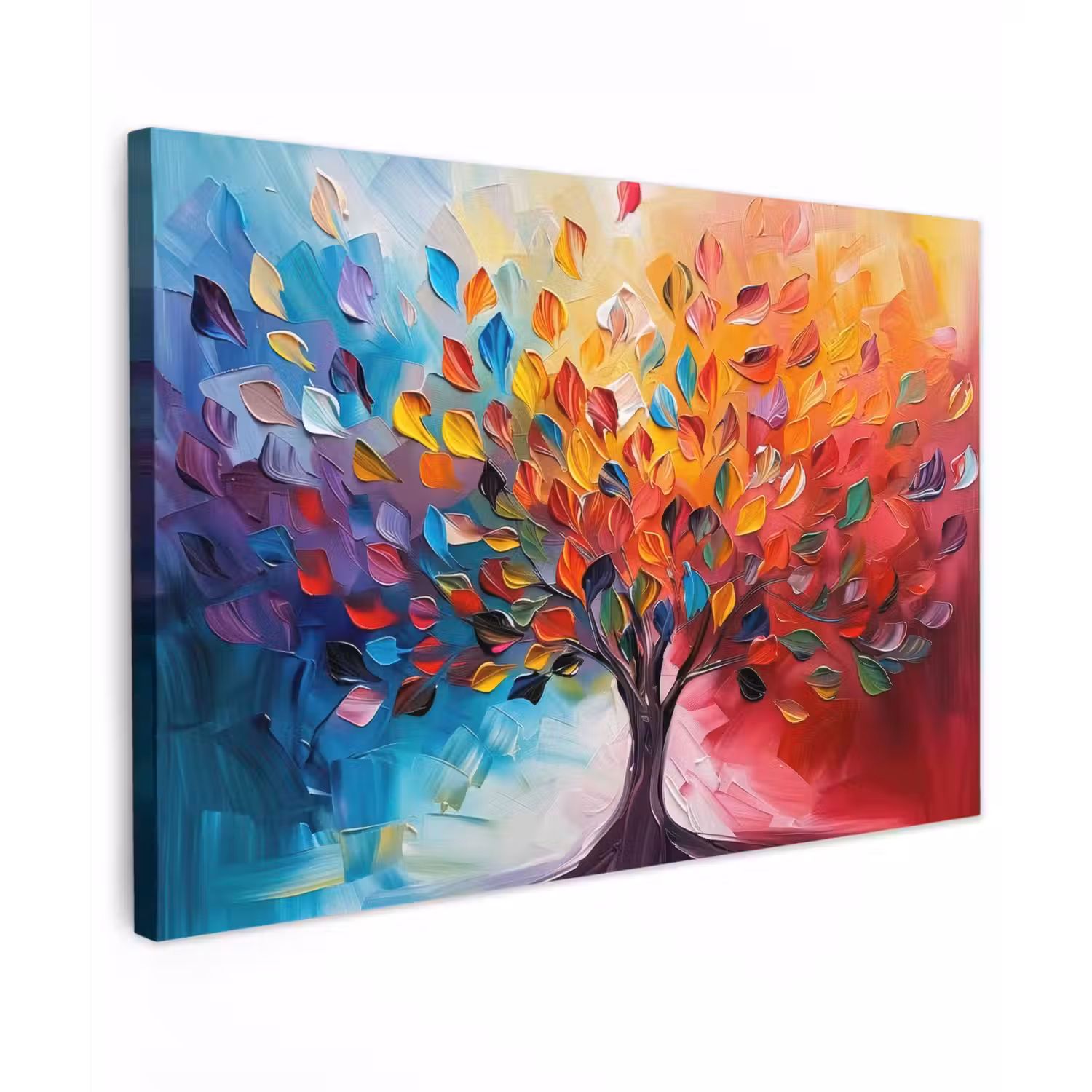 Boom - Levensboom - Kleurrijk - Abstract canvas 2cm klein -z3d