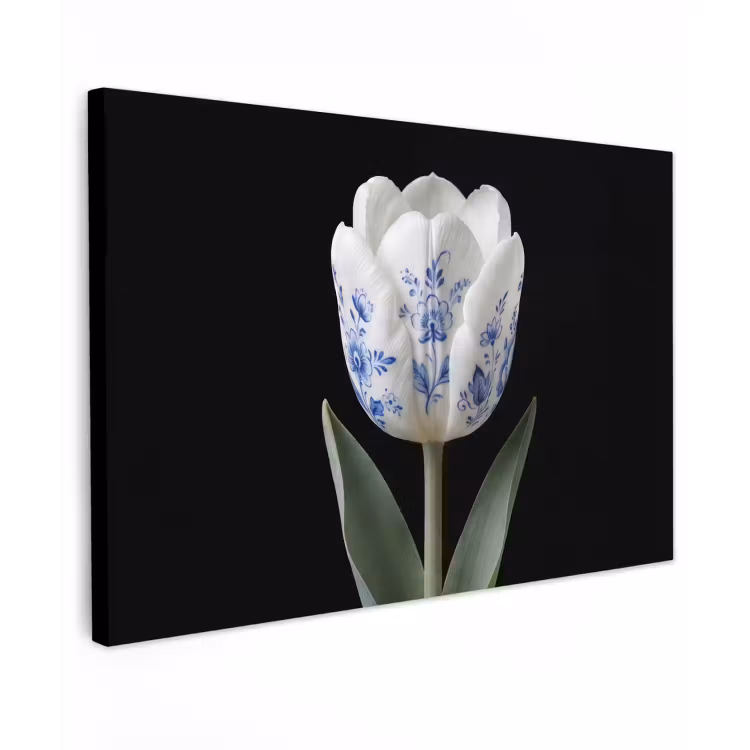 Tulp - Patroon - Blauw canvas 2cm klein -z3d