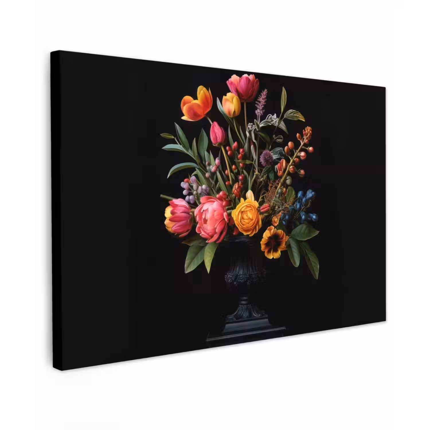 Tulpen - Bessen - Boeket - Vaas canvas 2cm klein -z3d