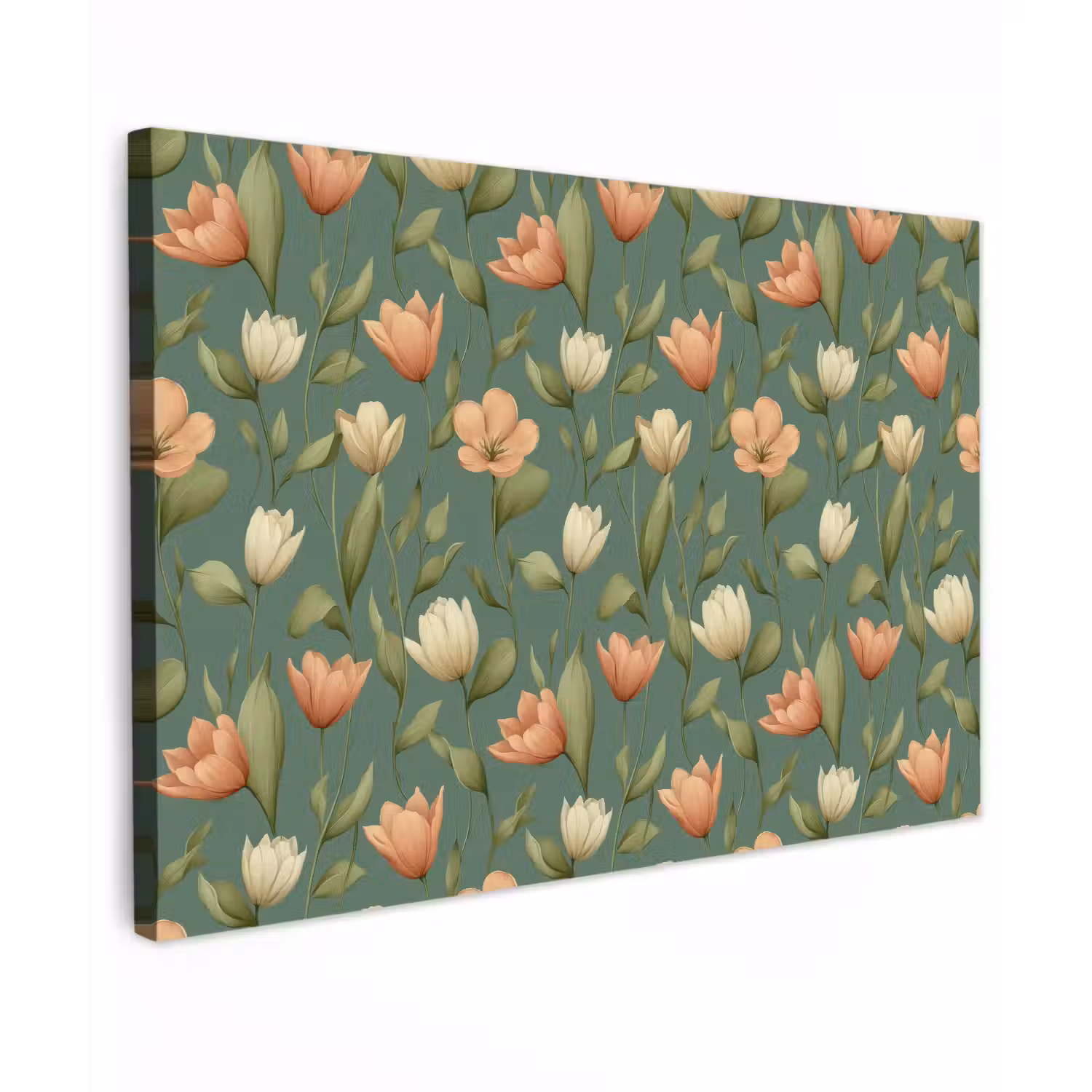 Tulpen - Botanisch - Groen canvas 2cm klein 34 -z3d