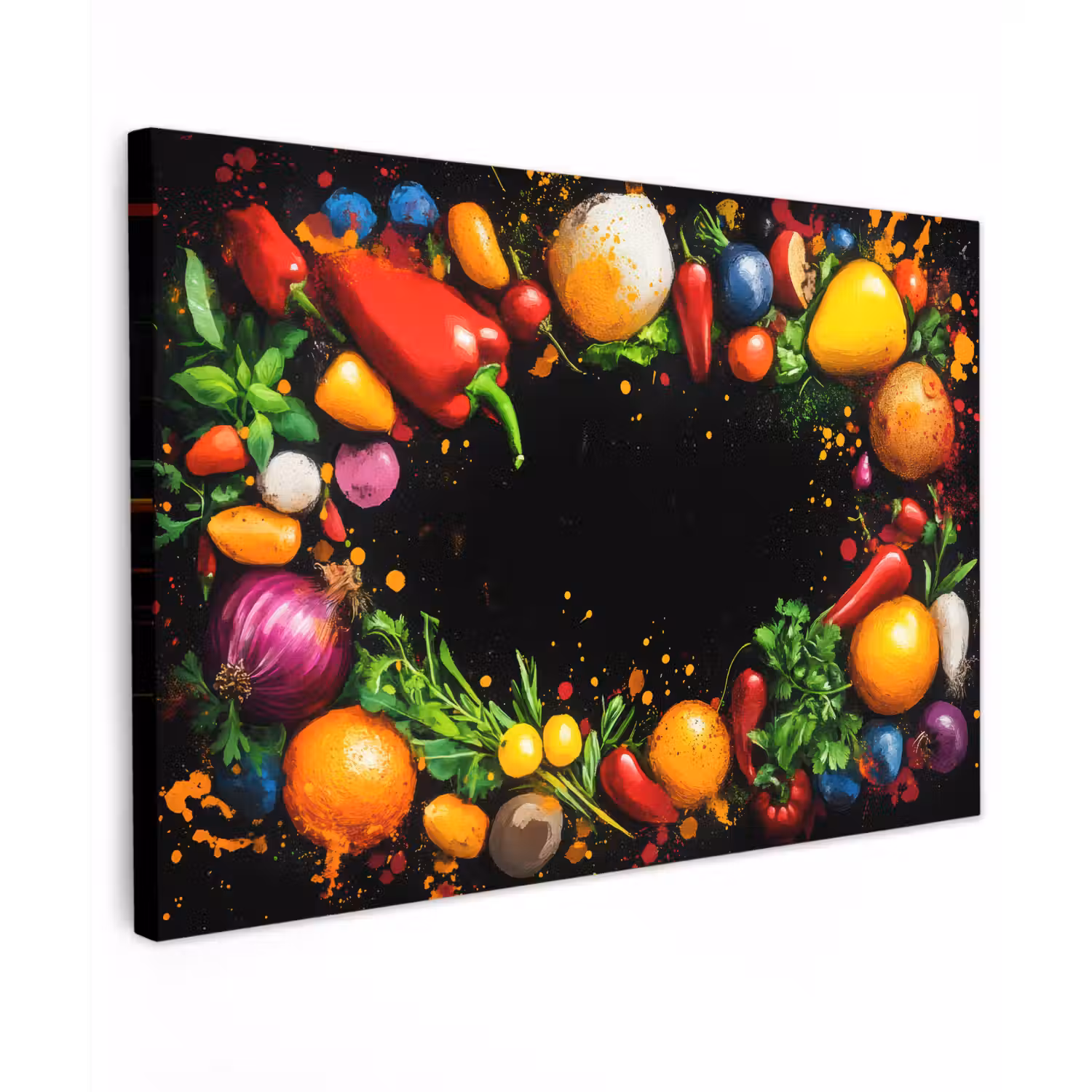 Groente - Graffiti - Kleurrijk - Koken - Abstract canvas 2cm klein -z3d