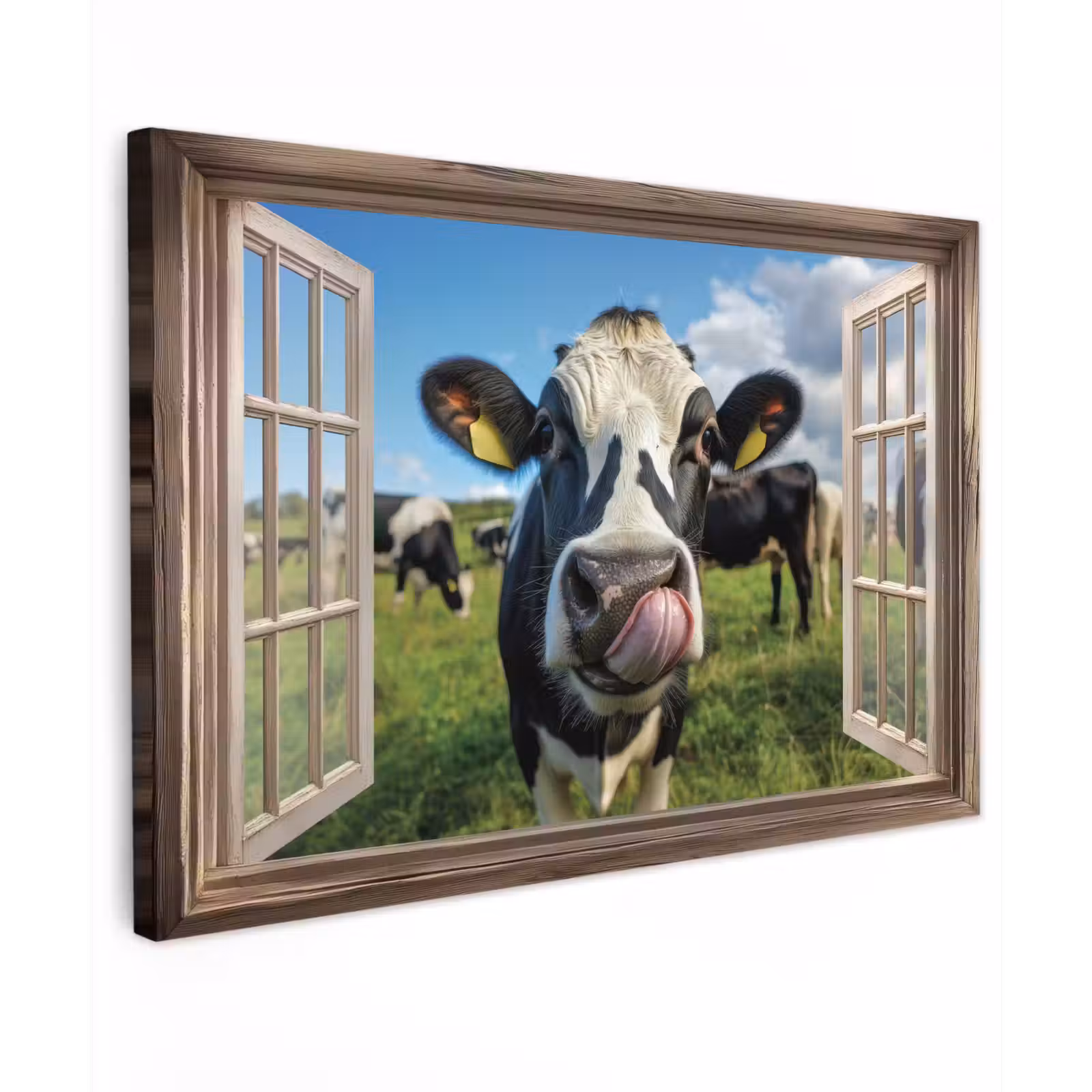 Doorkijk - Koe - Weiland - Dieren - Natuur canvas 2cm klein -z3d