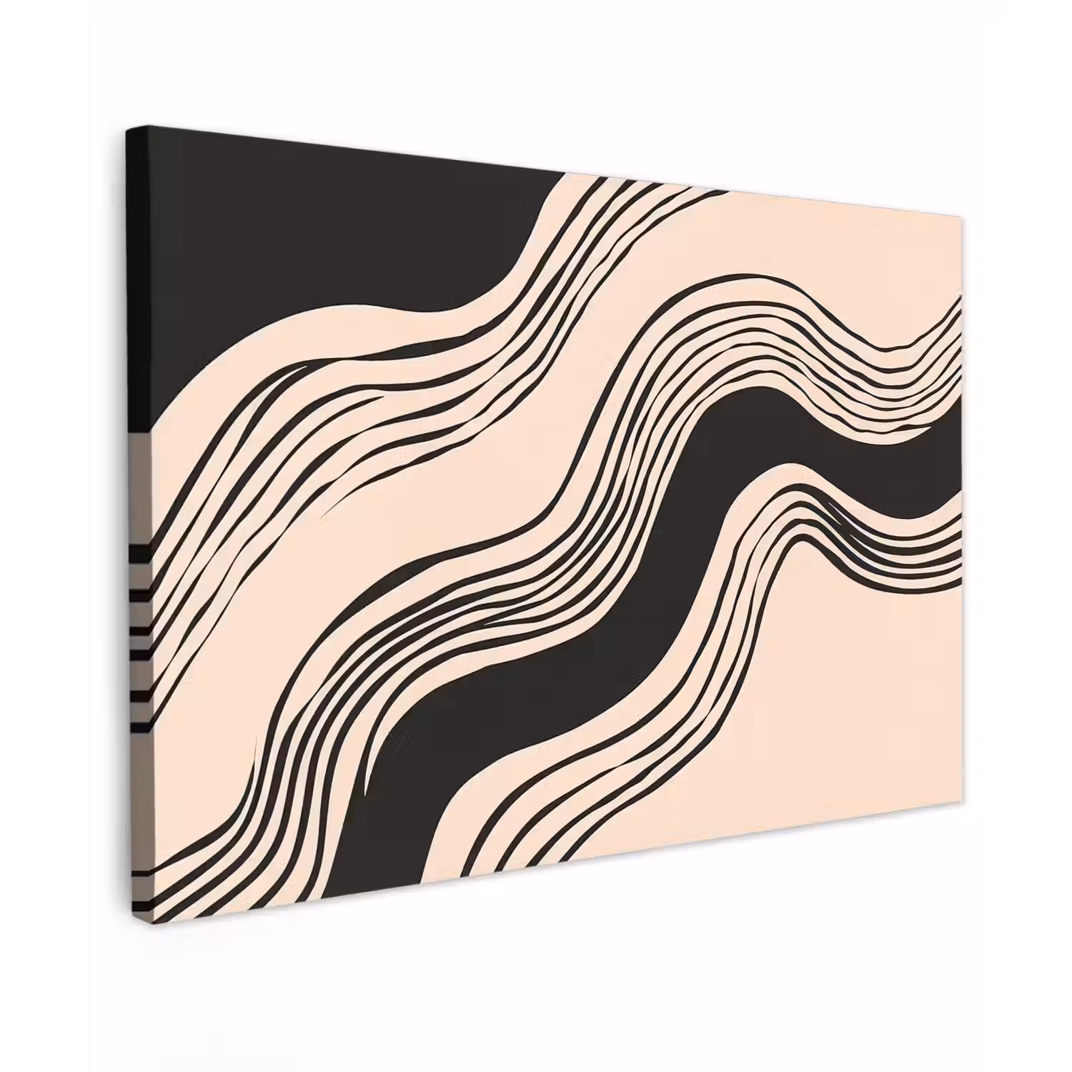 Golven - Zwart - Zandkleur canvas 2cm klein -z3d