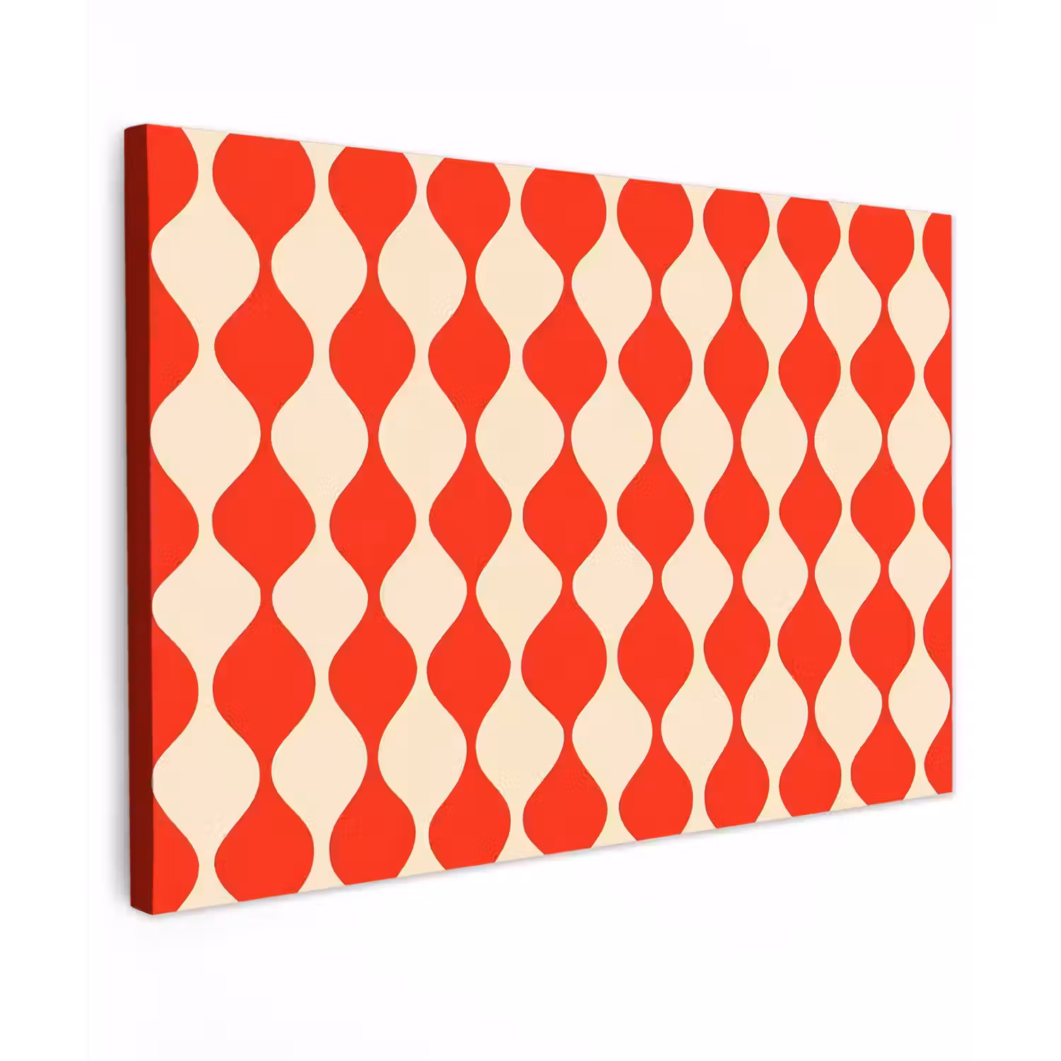 Golvend patroon - Retro - Rood - Beige canvas 2cm klein 34 -z3d