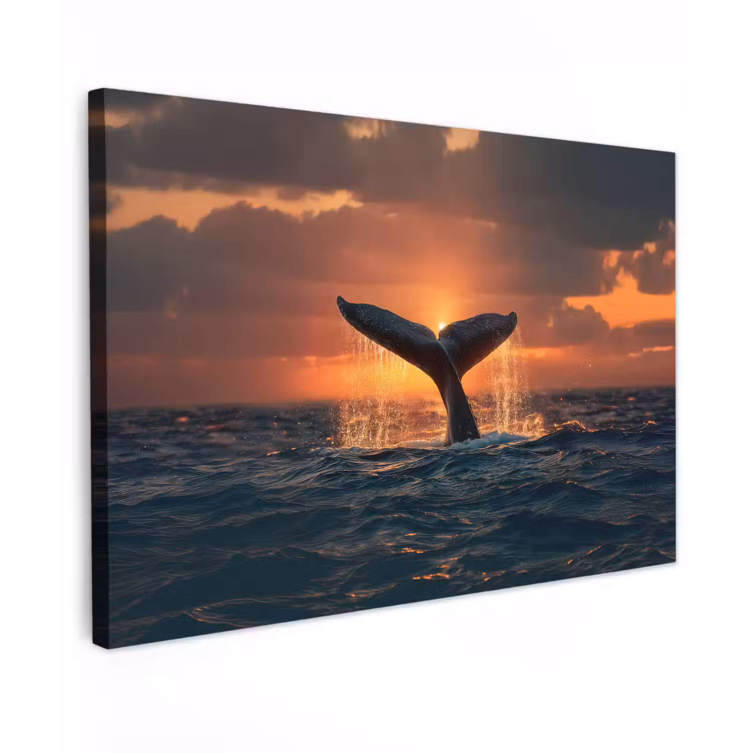 Walvis staart - Water - Zonsondergang canvas 2cm klein -z3d