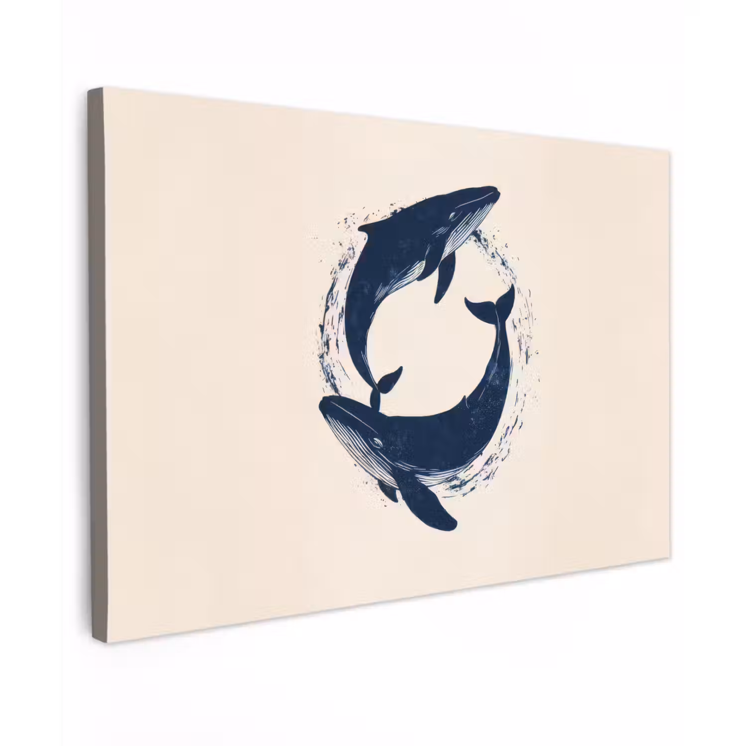 Walvissen - Spetters - Cirkel - Donkerblauw canvas 2cm klein -z3d