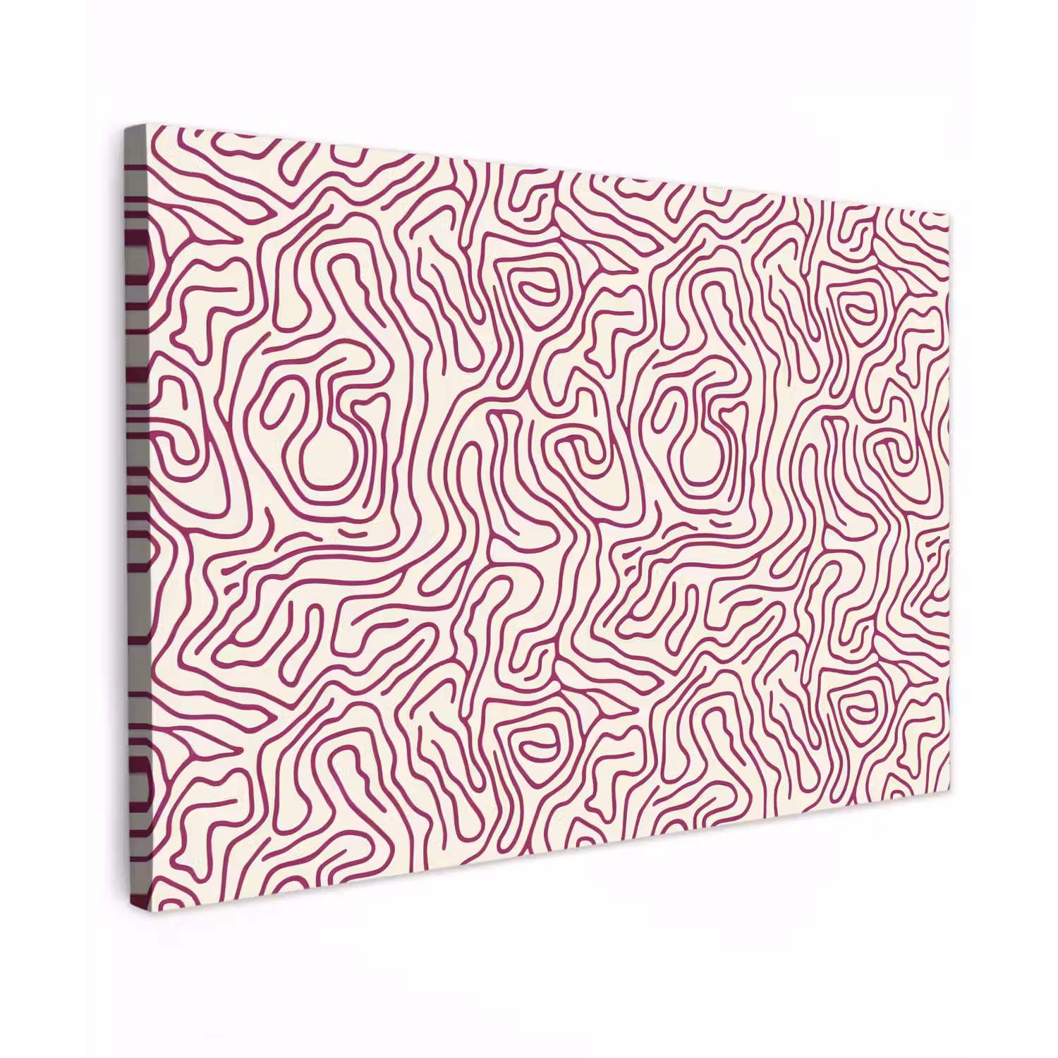 Kronkelende lijn - Magenta - Crème canvas 2cm klein 34 -z3d