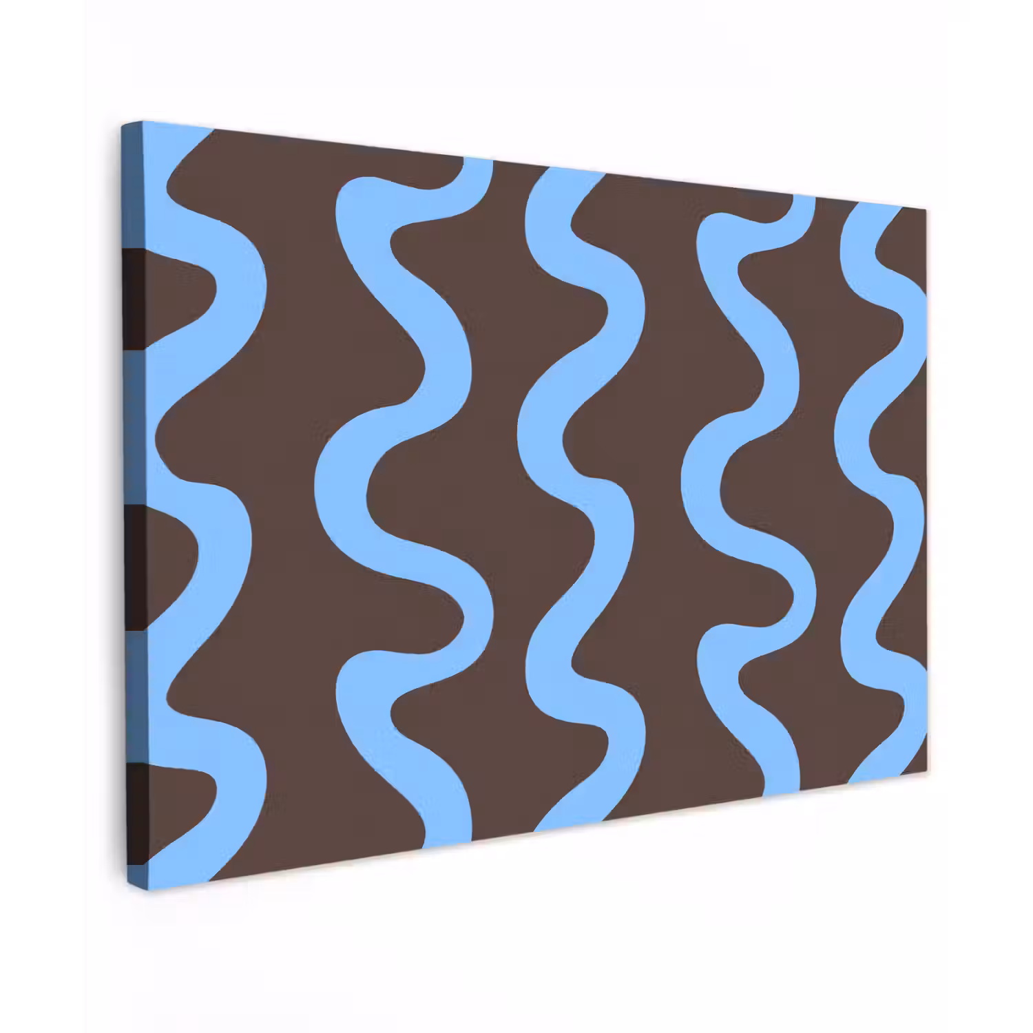 Kronkelende lijnen - Blauw - Bruin - Minimalistisch canvas 2cm klein 34 -z3d