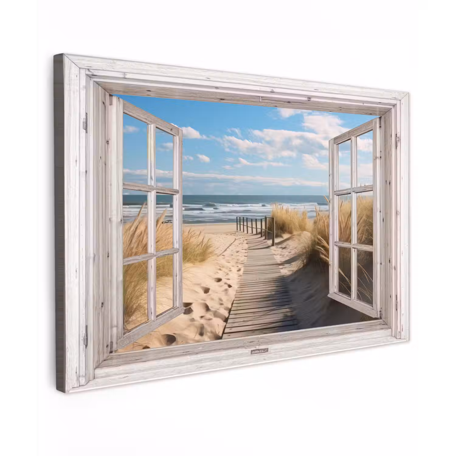Raam - Zee - Kust - Natuur - Doorkijk - Strand - Waddenzee canvas 2cm klein -z3d