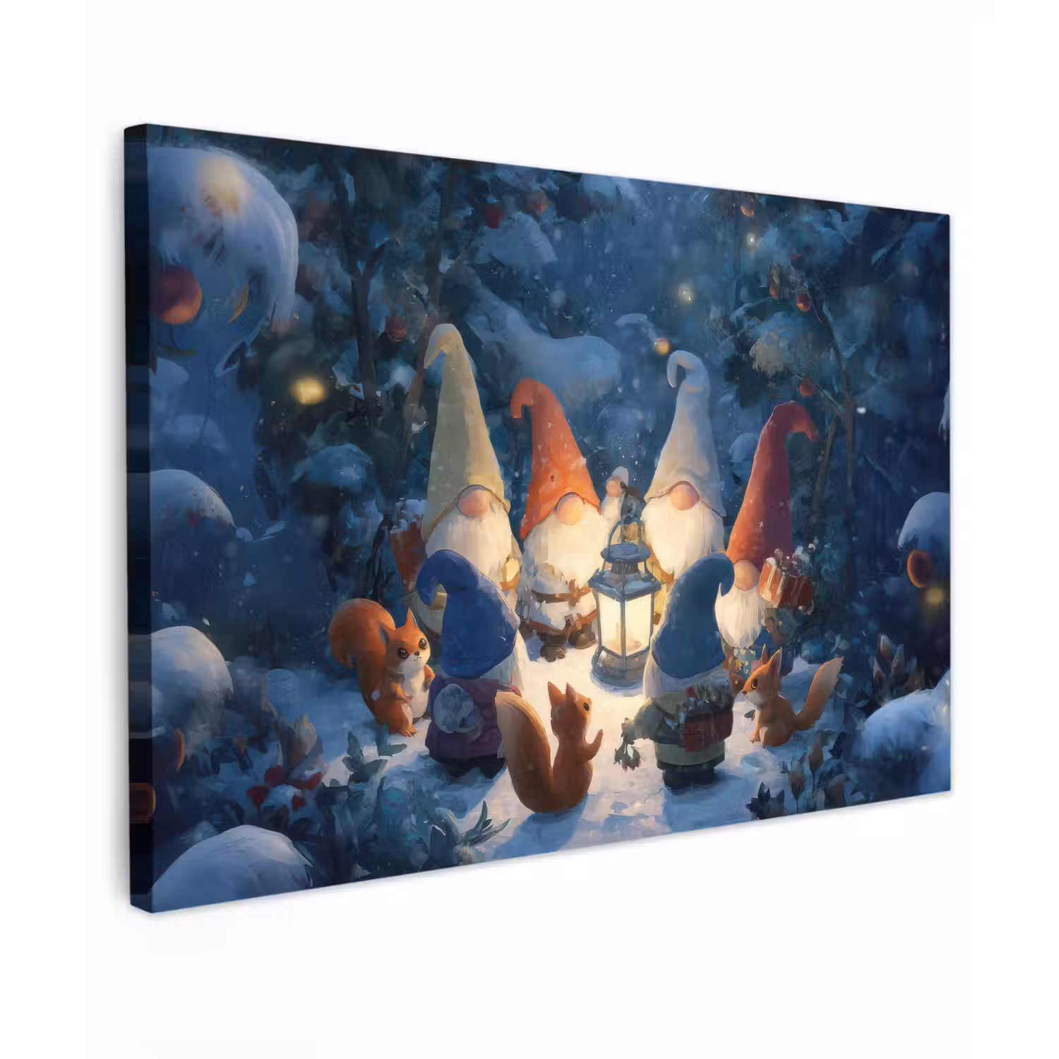Winter - Gnooms - Eekhoorns - Meerkleurig canvas 2cm klein -z3d