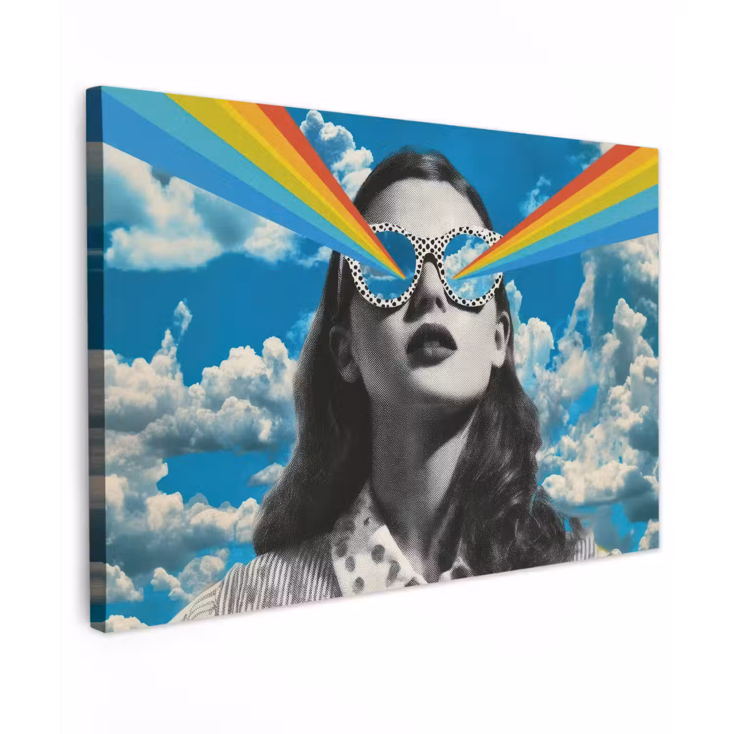 Vrouw - Bril - Regenboog - Wolken canvas 2cm klein -z3d