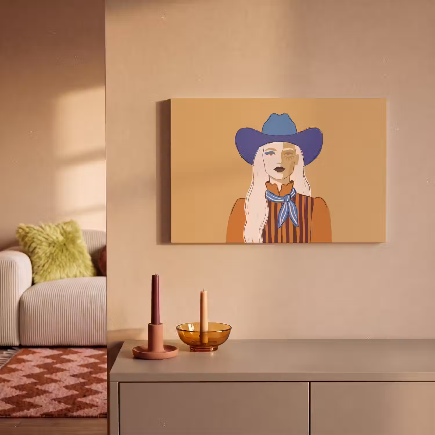 Vrouw - Portret - Abstract - Kleurrijk - Modern canvas 2cm klein -sfeer1