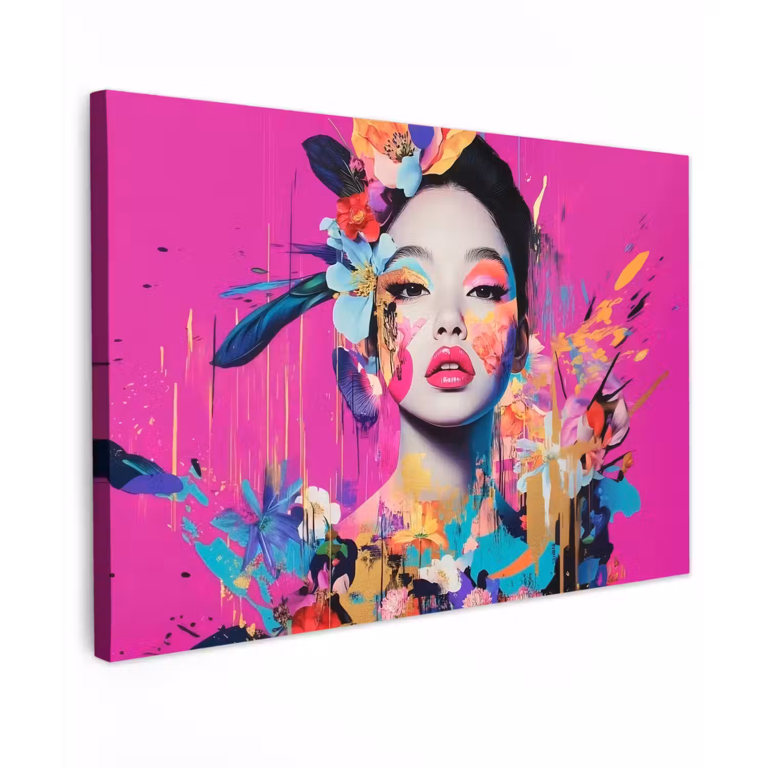 Vrouw - Portret - Abstract - Paars canvas 2cm klein -z3d
