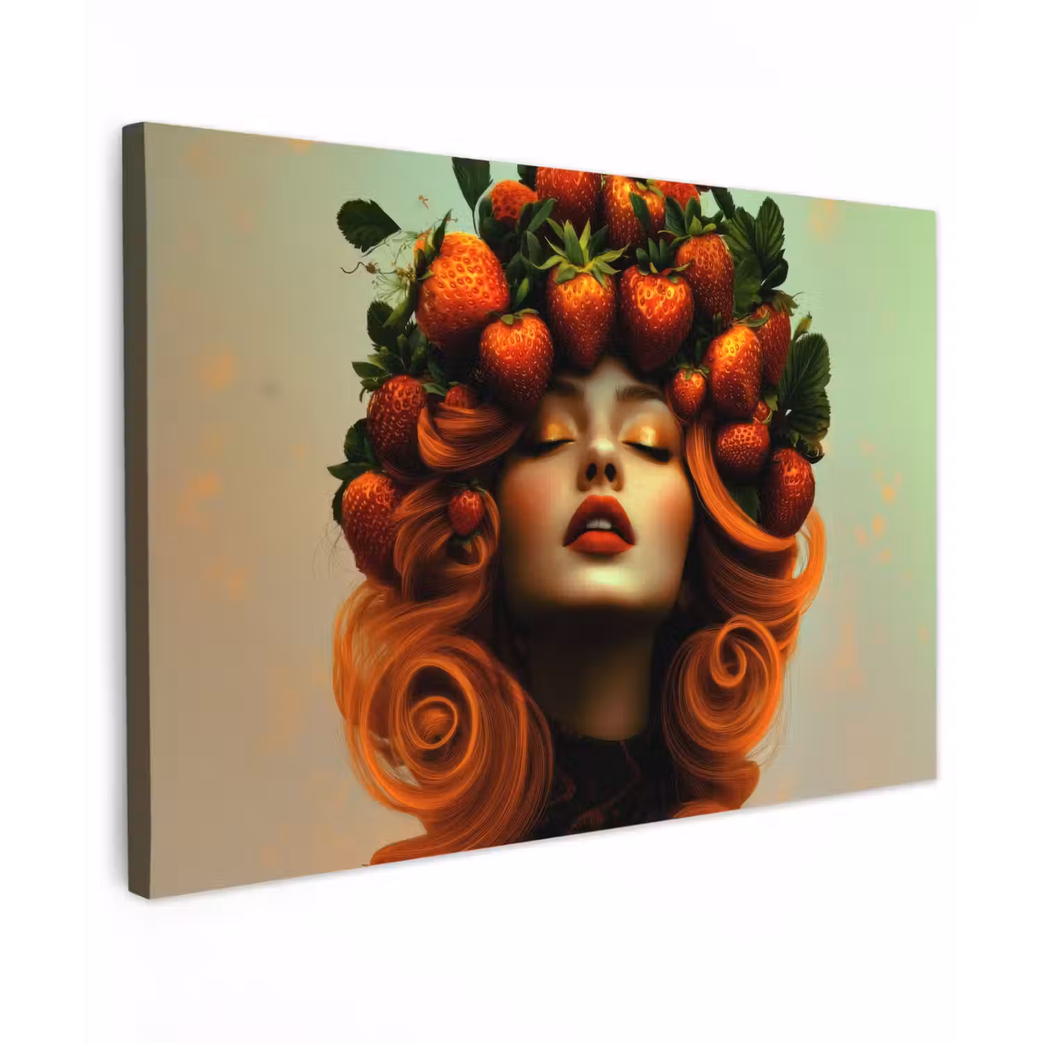 Vrouw - Aardbeien - Kroon canvas 2cm klein -z3d