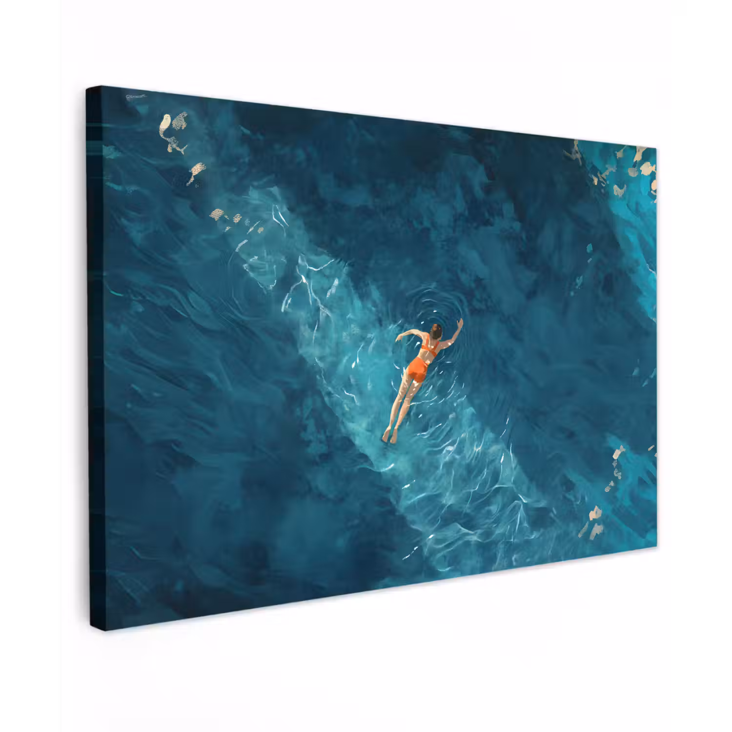 Vrouw - Water - Bikini - Oranje canvas 2cm klein -z3d