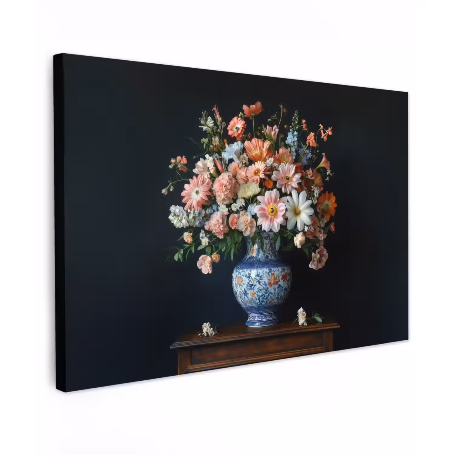 Hout - Vaas - Kleuren - Bloemen canvas 2cm klein -z3d