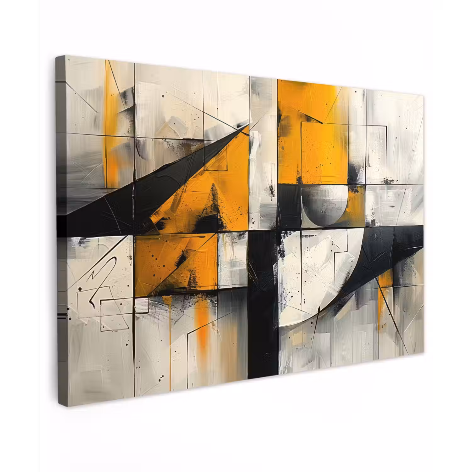 Geel - Abstract - Modern - Vormen canvas 2cm klein -z3d