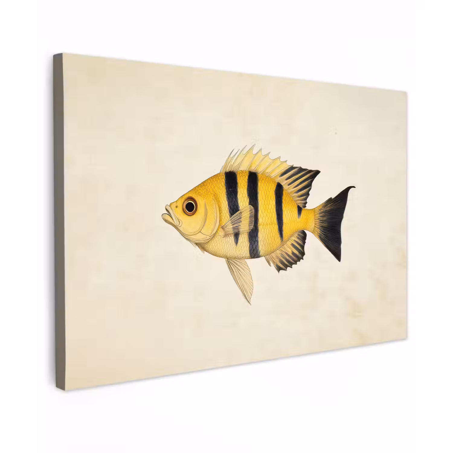 Geel - Vis - Strepen - Tropisch canvas 2cm klein -z3d