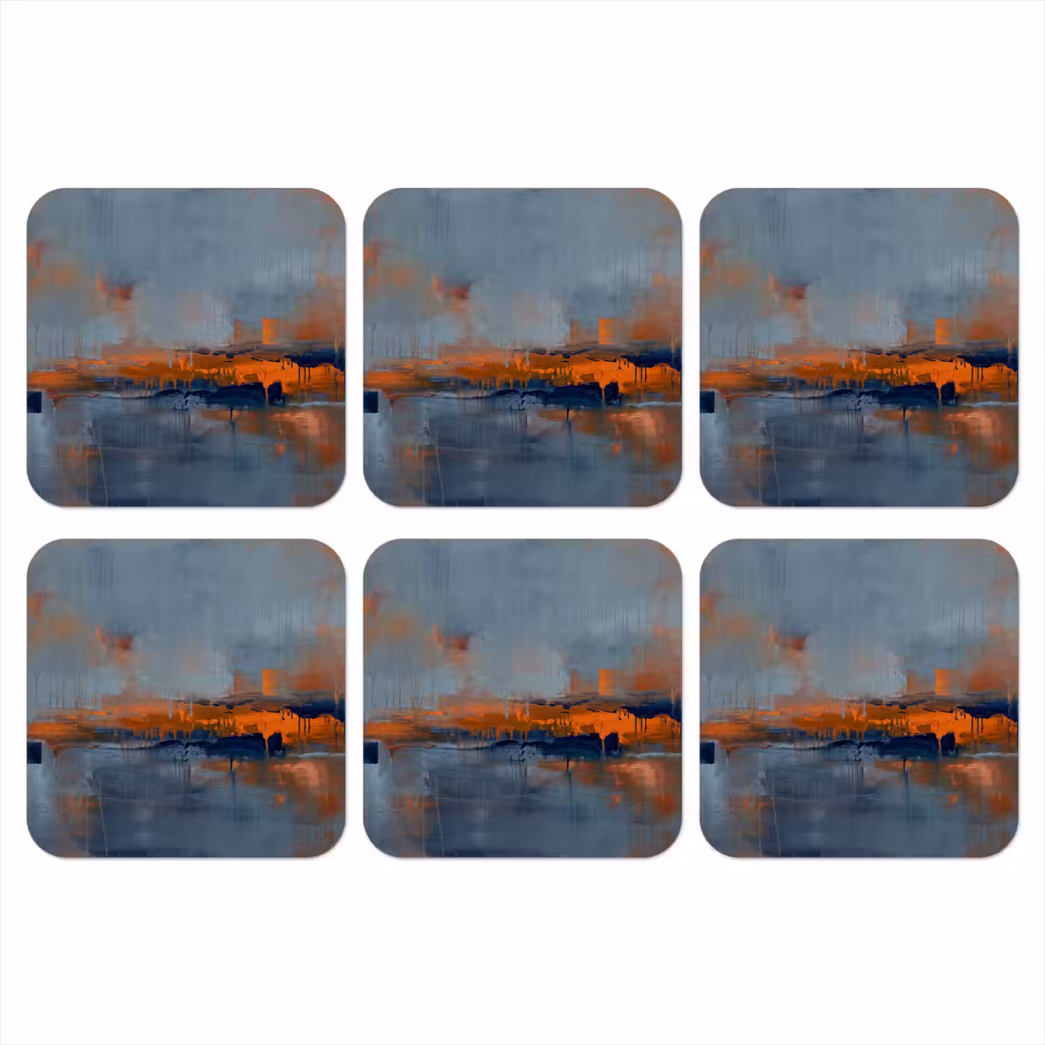 Abstract - Kleuren - Modern - Oranje - Grijs onderzetter kurk middel -3d