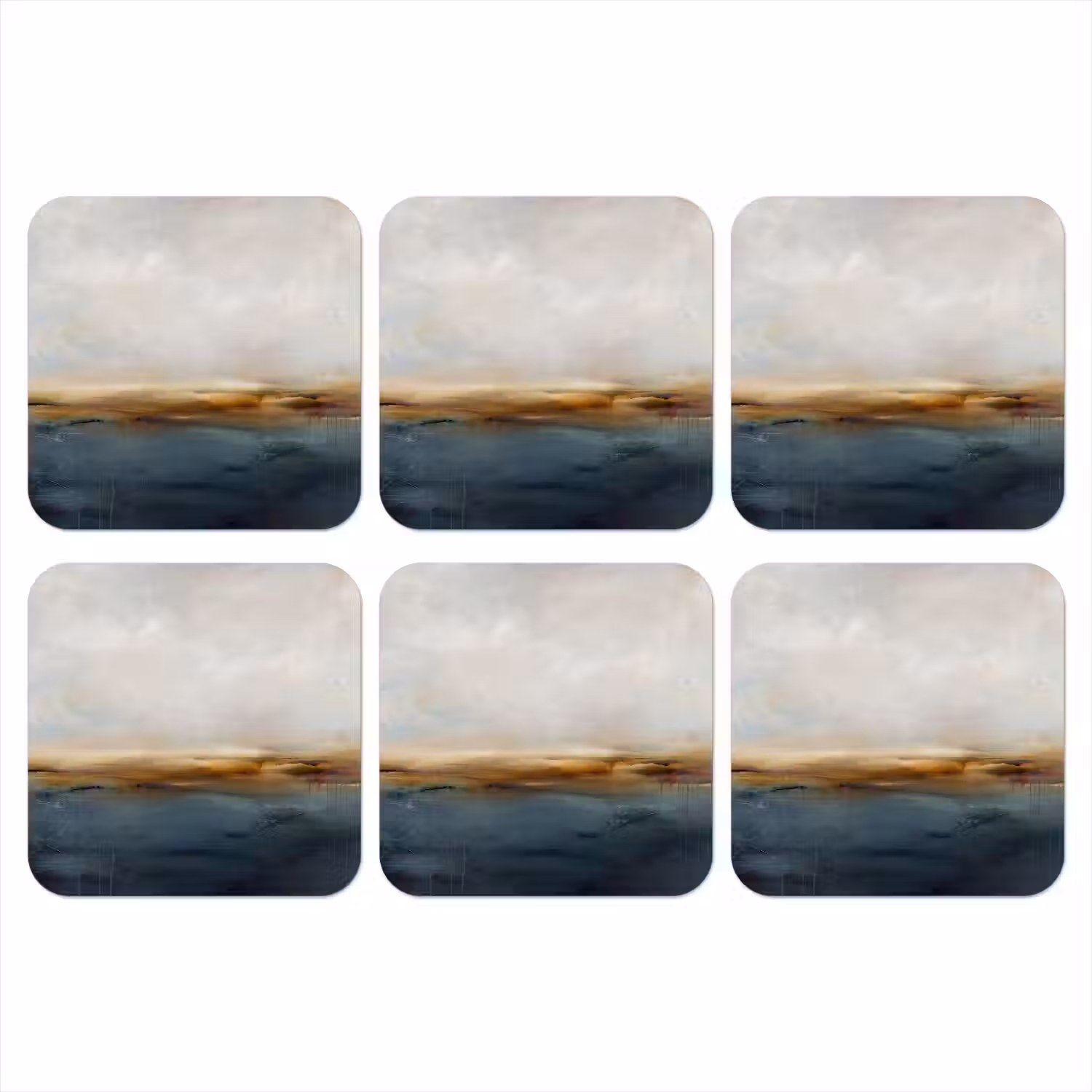 Abstract - Horizon - Water - Modern - Beige onderzetter kurk middel -3d