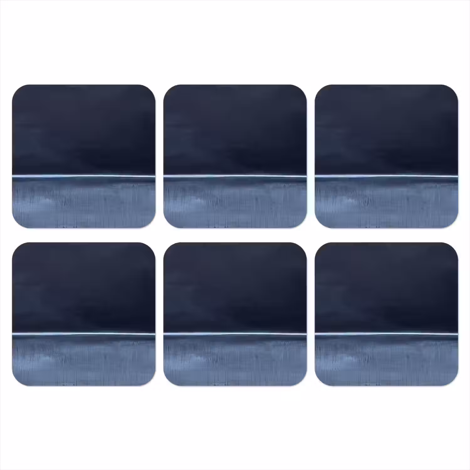 Abstract - Horizontale lijn - Minimalistisch - Donkerblauw - Kunst onderzetter kurk middel -3d