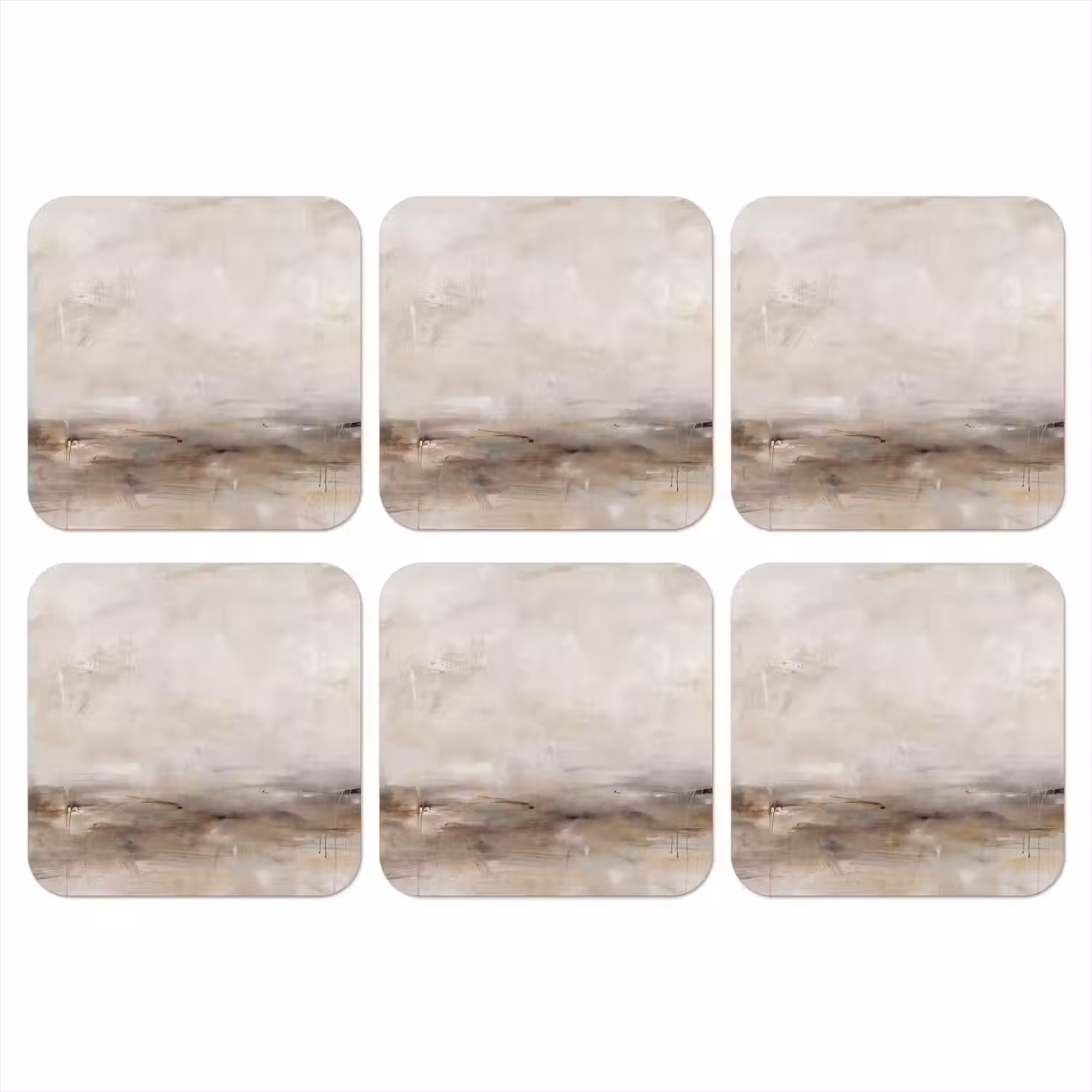 Abstrakt - Landschap - Modern - Beige - Kunst onderzetter kurk middel -3d
