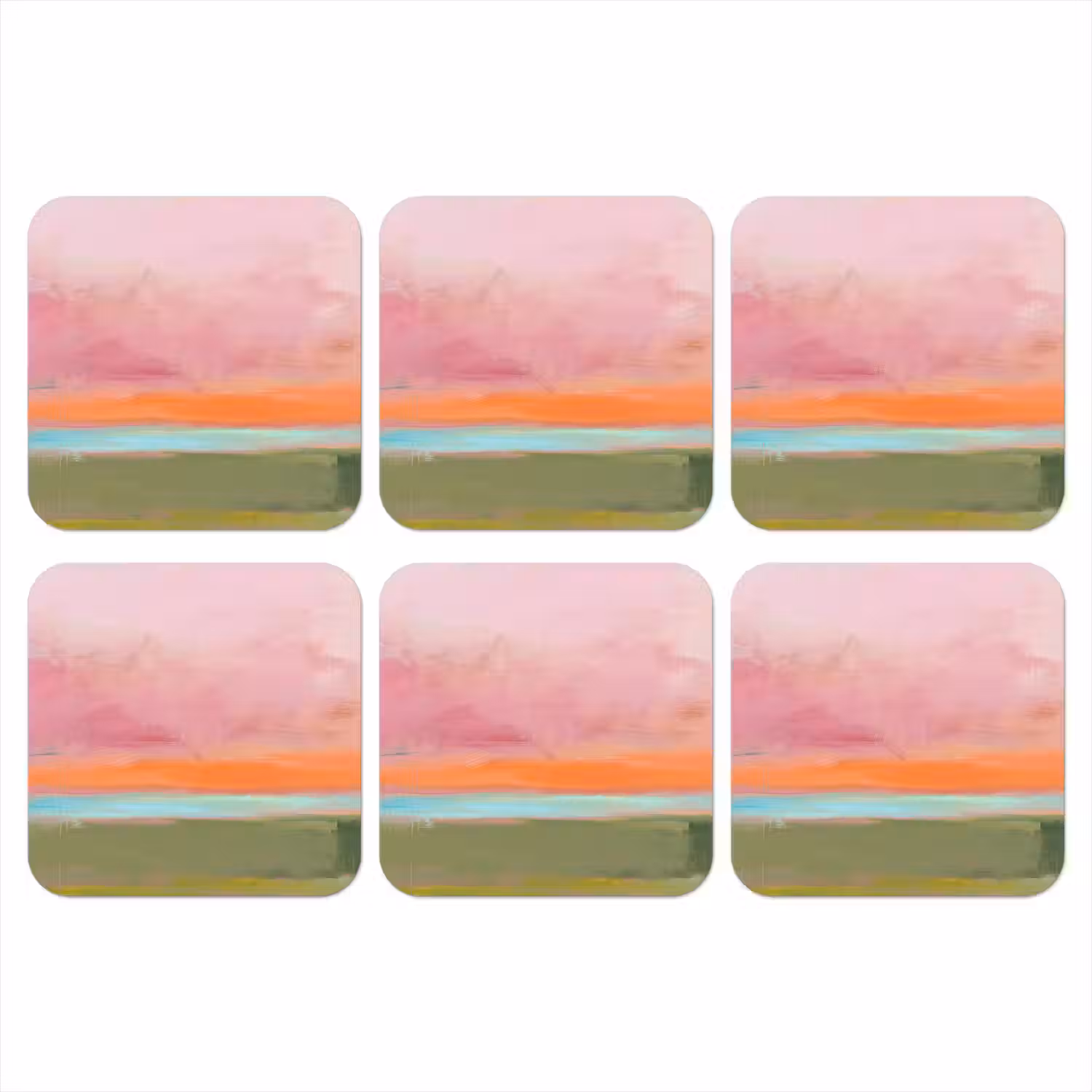 Abstract - Landschap - Modern - Roze - Oranje onderzetter kurk middel -3d