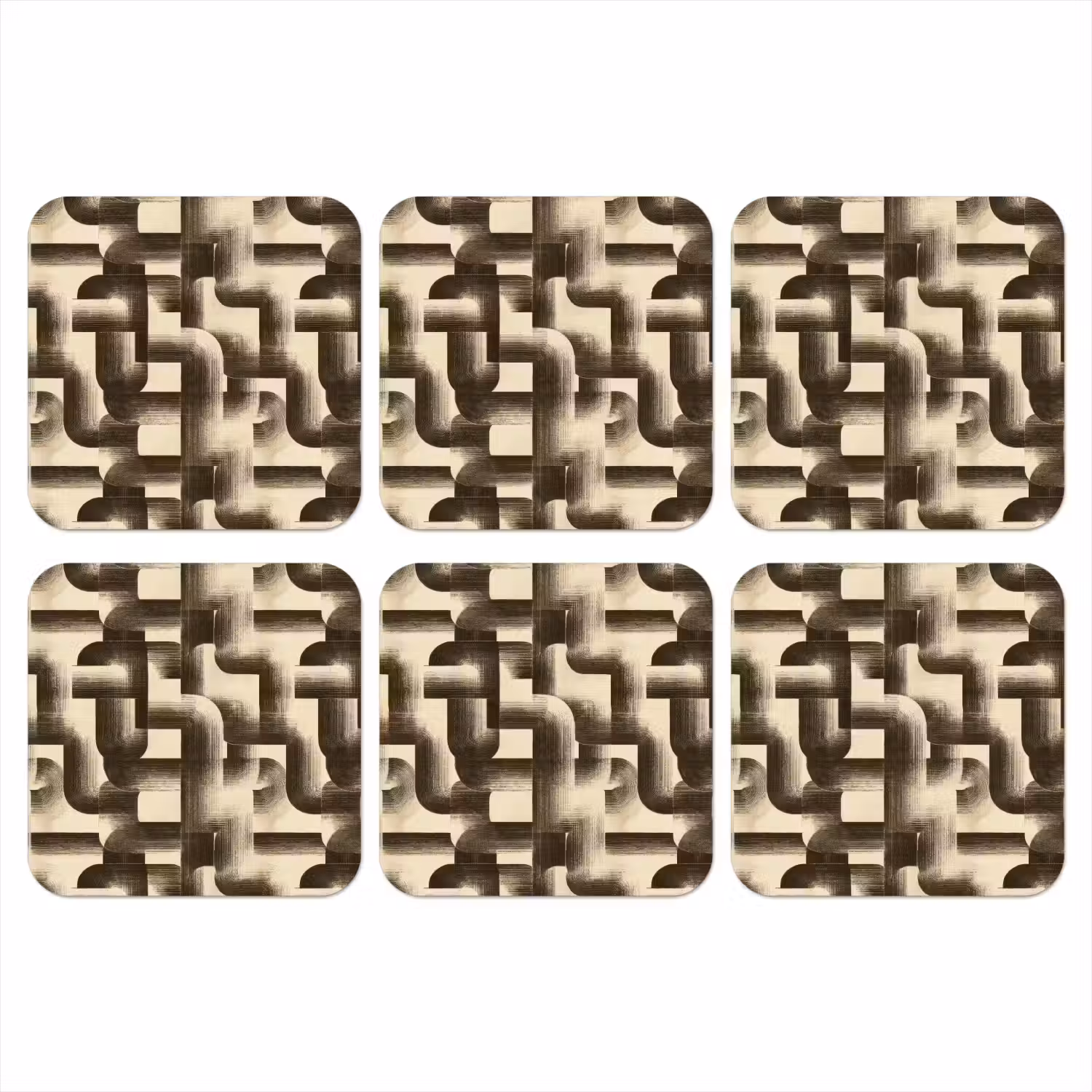 Abstract - Retro - Zwart onderzetter kurk middel 366 -3d