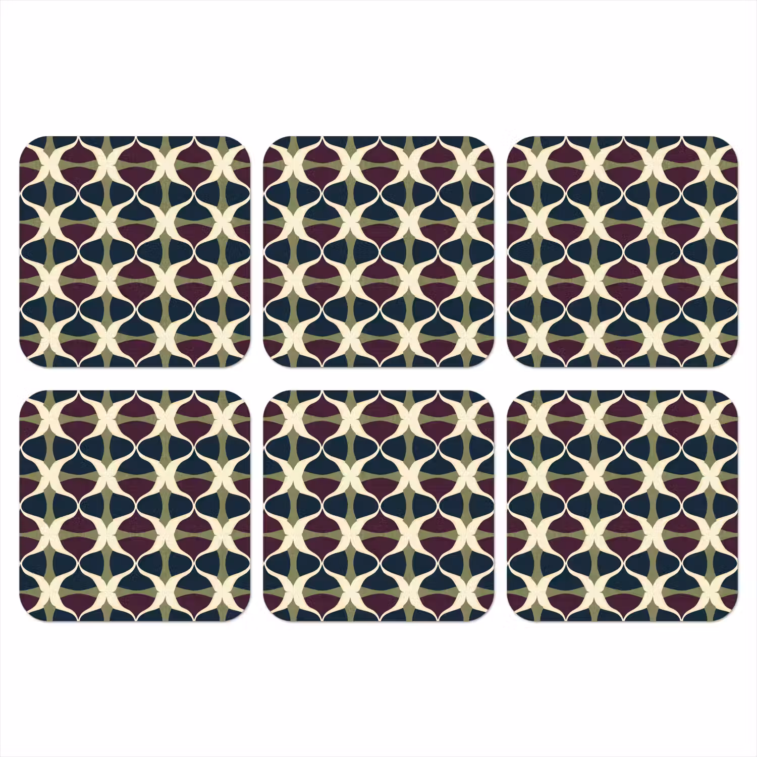 Abstract - Retro - Kleurrijk onderzetter kurk middel 366 -3d