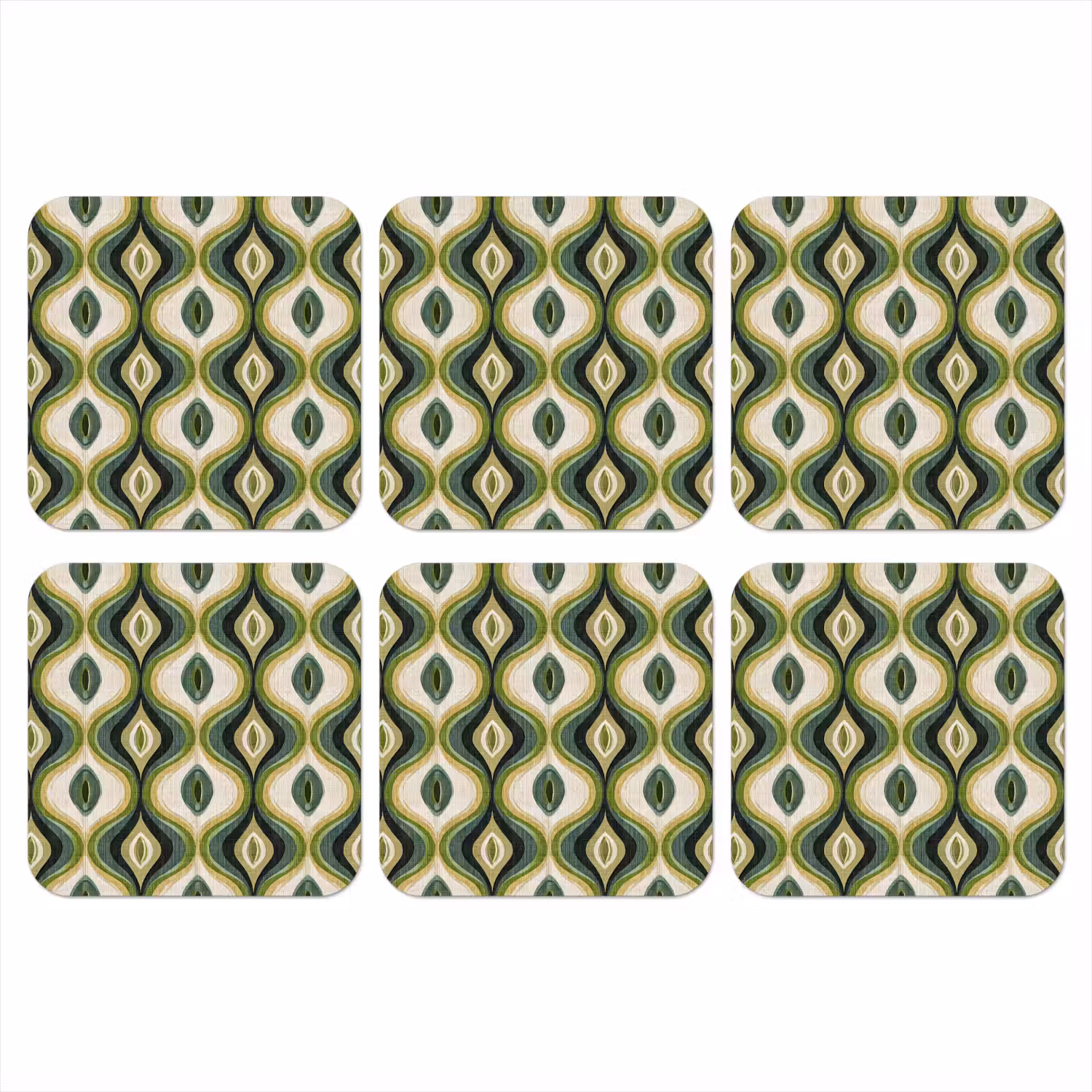 Abstract - Ritmisch - Groen onderzetter kurk middel 366 -3d