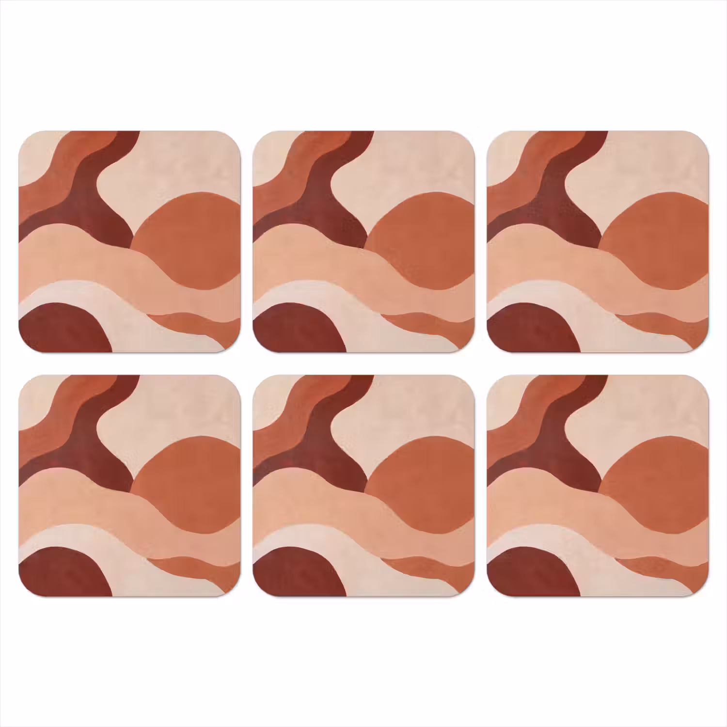 Abstract - Vormen - Organisch - Aardetinten - Modern onderzetter kurk middel -3d