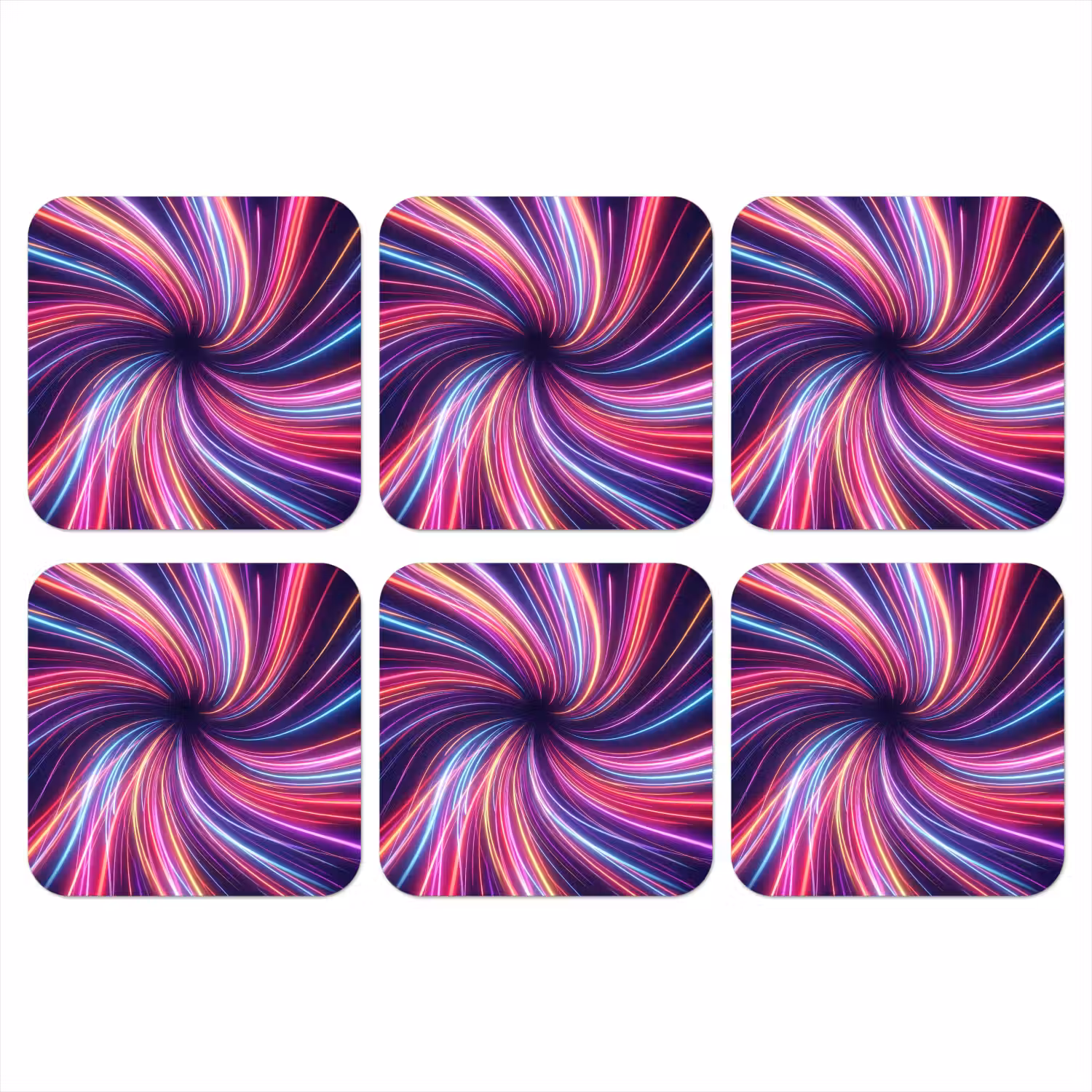 Abstract - Swirl - Futuristic - Neon onderzetter kurk middel -3d