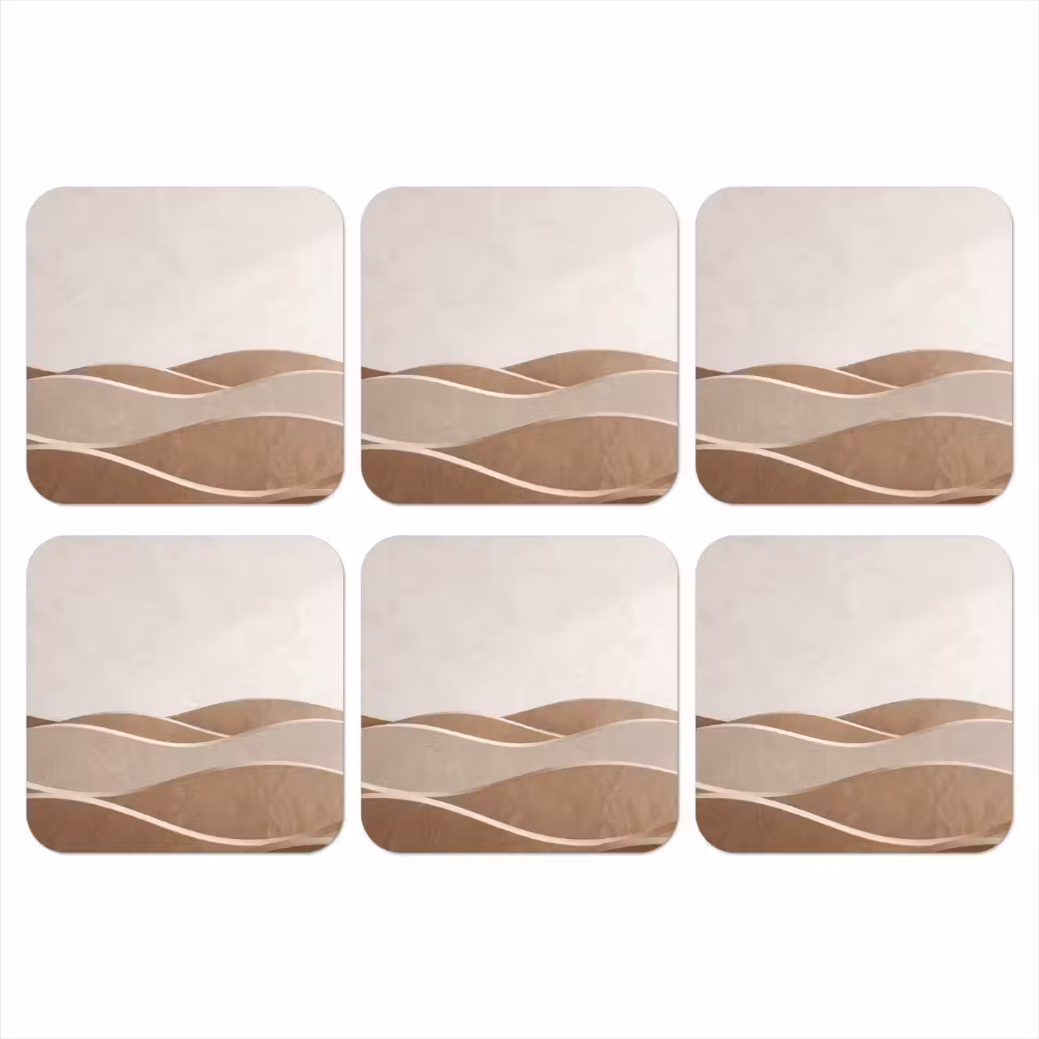 Abstract - Golven - Modern - Beige onderzetter kurk middel -3d